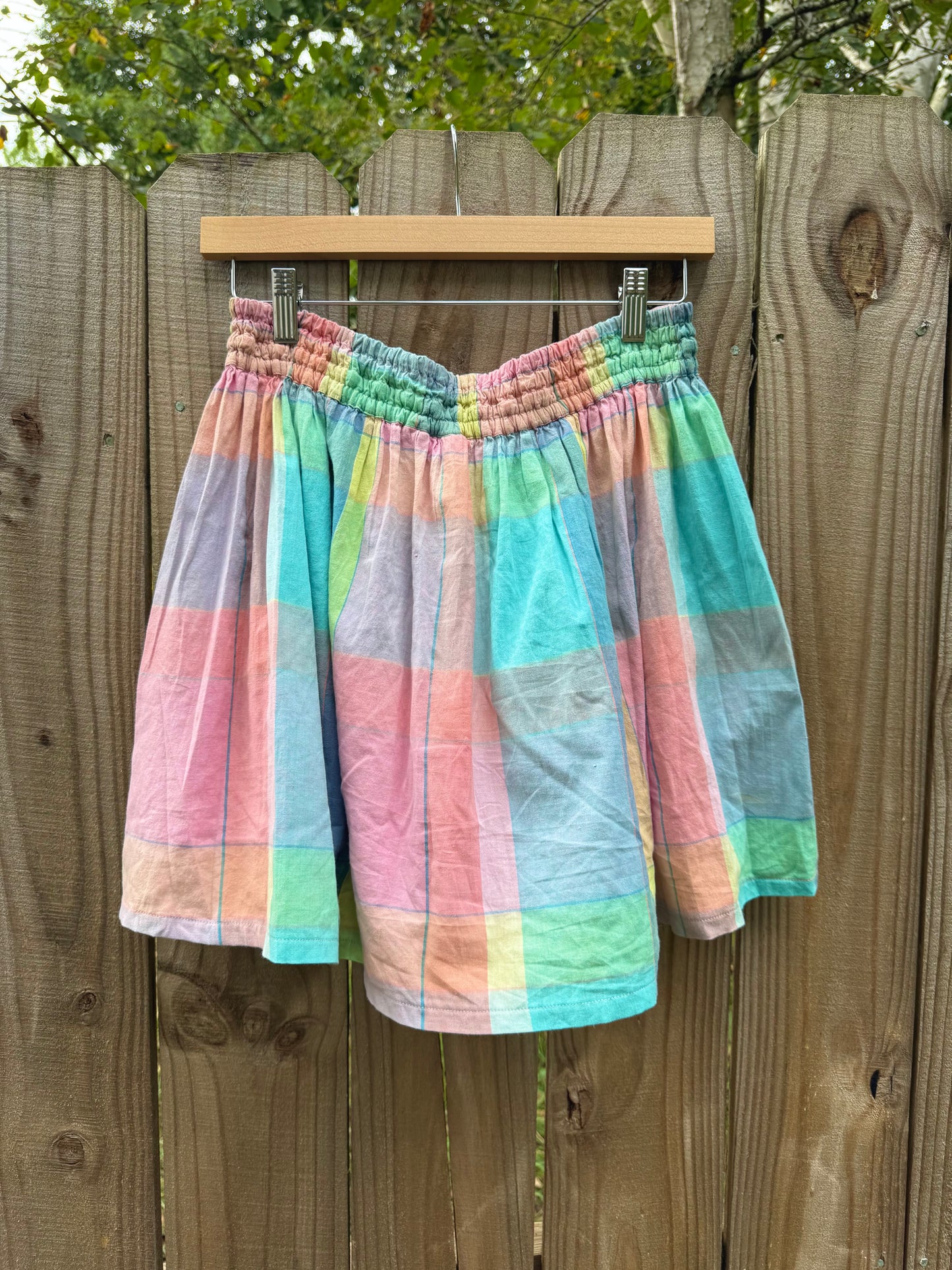 Vintage Tutti Frutti Rainbow Check Cotton Mini Skirt — Sunday Honey