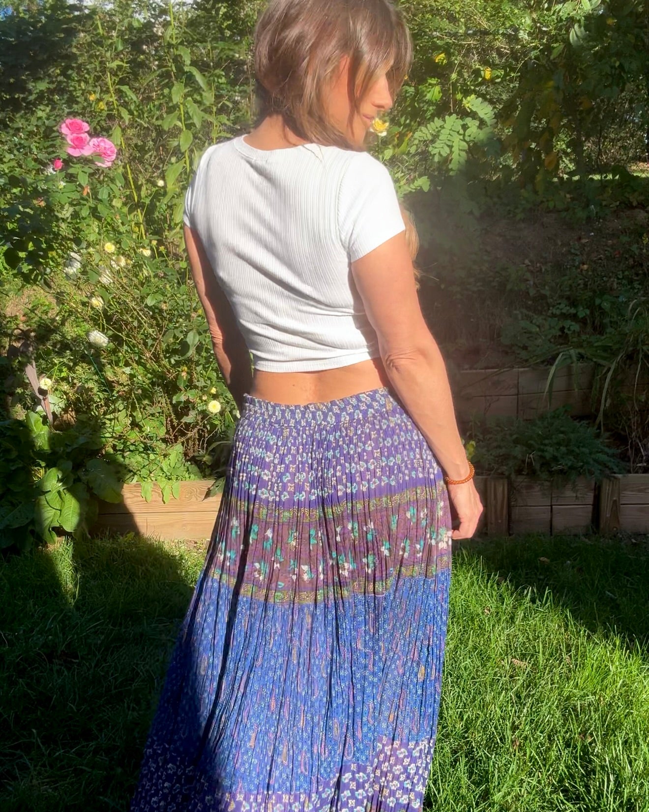 Vintage Blockprint Drawstring Skirt — Adjustable Fit / Spell-Level Cult Piece