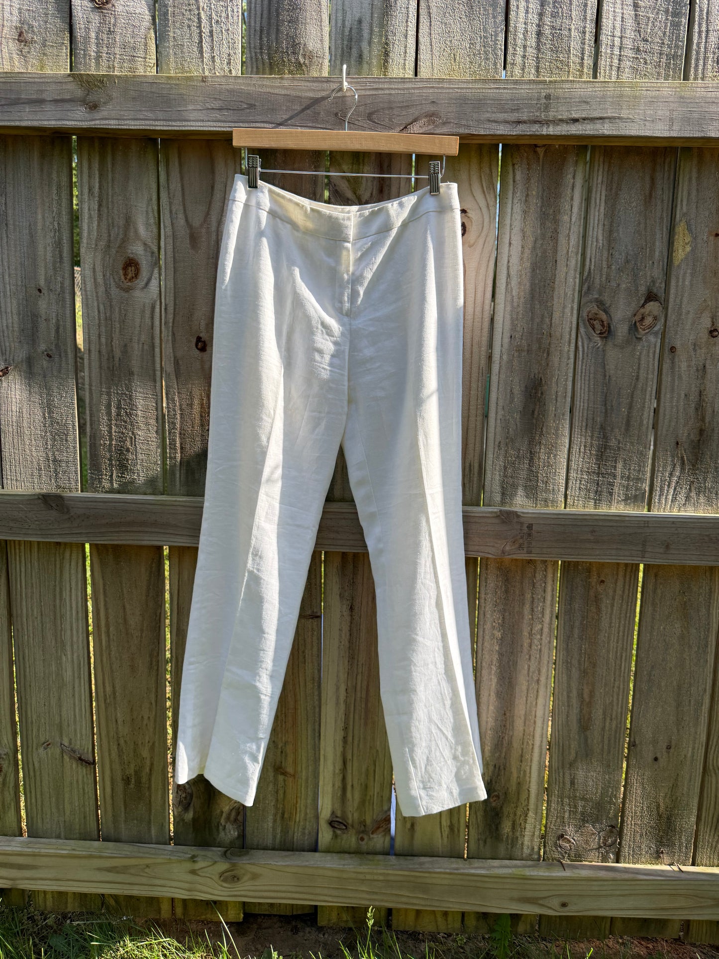 Lafayette 148 White Linen Blend Wide Leg Trousers Size 4
