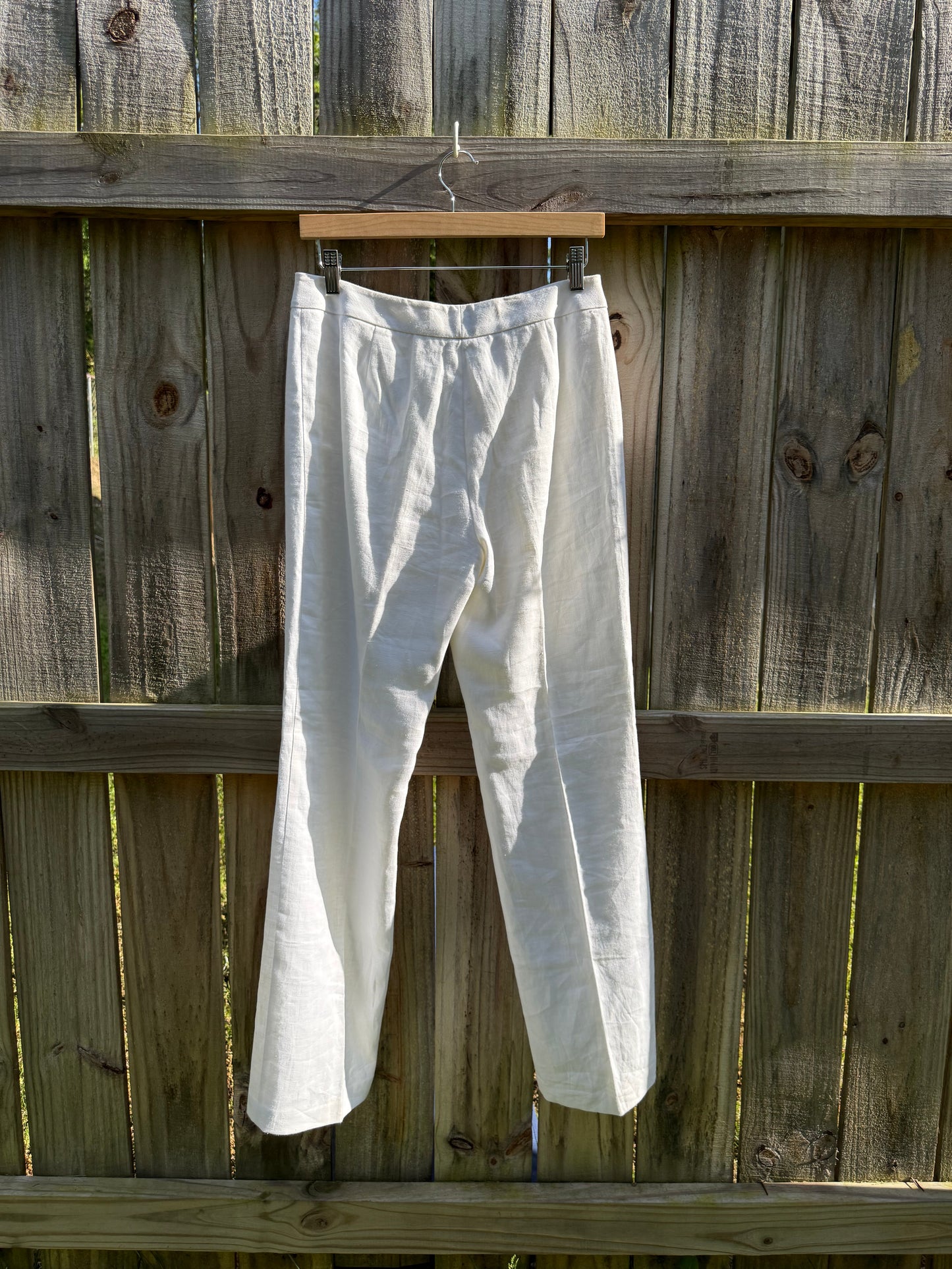 Lafayette 148 White Linen Blend Wide Leg Trousers Size 4