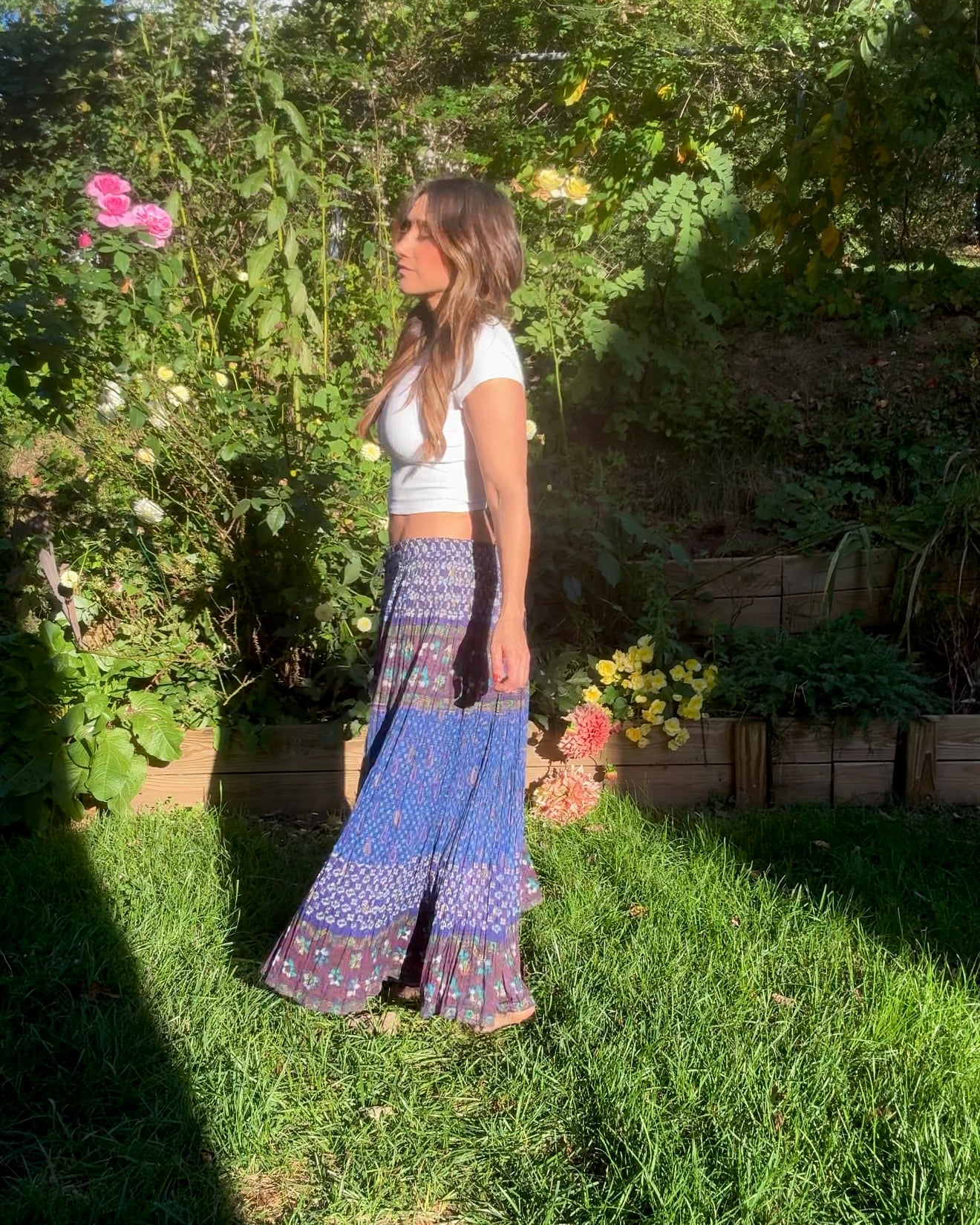 Vintage Blockprint Drawstring Skirt — Adjustable Fit / Spell-Level Cult Piece