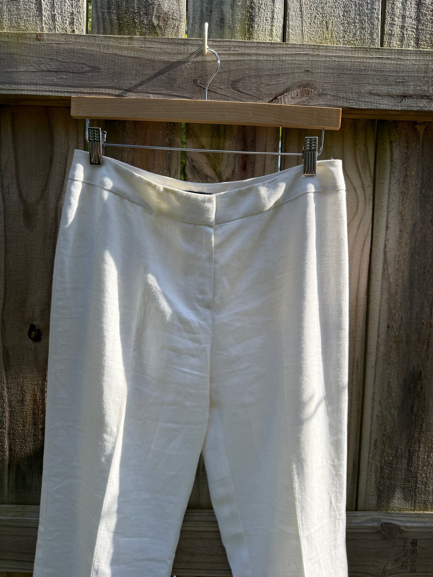 Lafayette 148 White Linen Blend Wide Leg Trousers Size 4