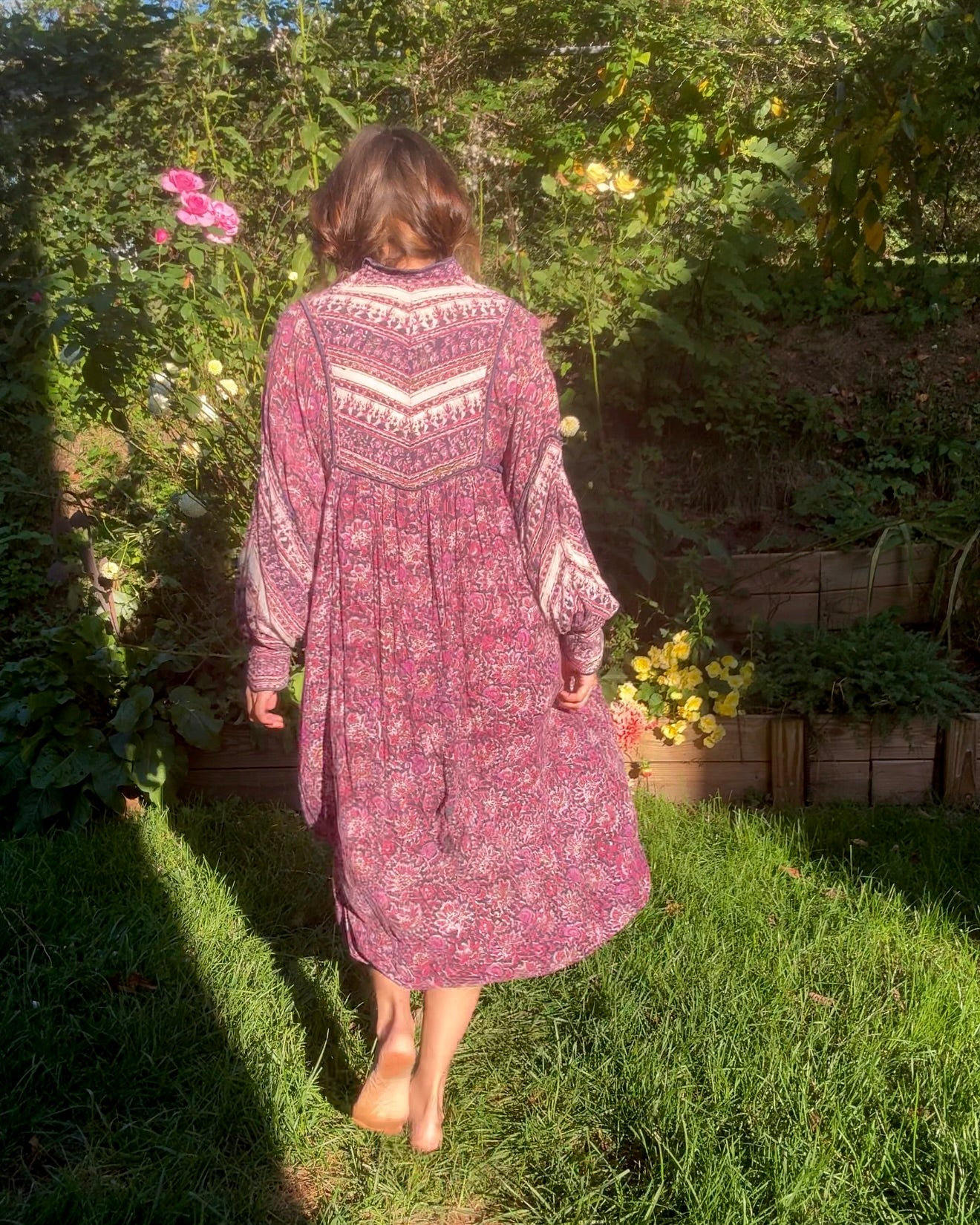 True 1970s Blockprint Made In India Cotton Dress — Authentic Vintage Spell Energy (Size S)