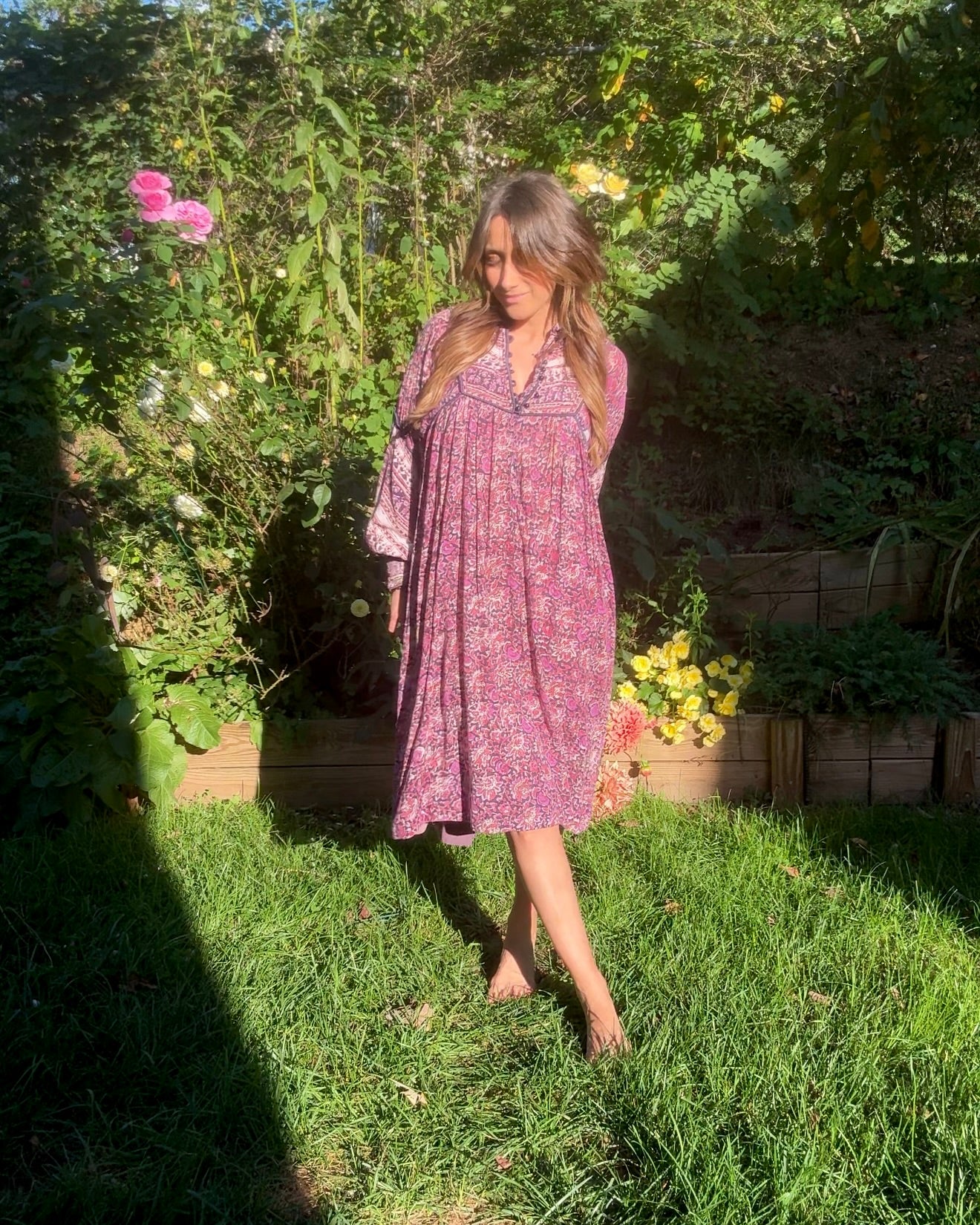 True 1970s Blockprint Made In India Cotton Dress — Authentic Vintage Spell Energy (Size S)