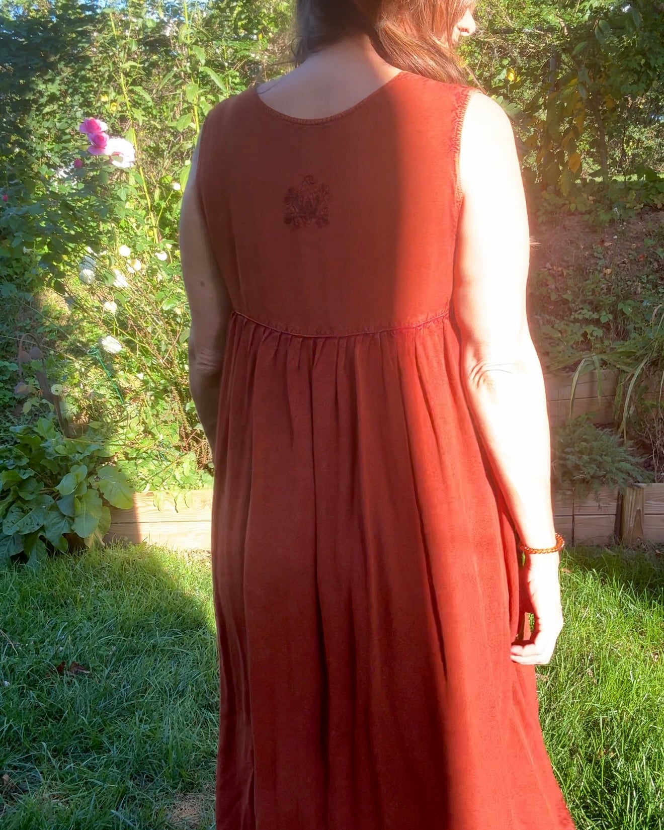 Rust Embroidered Cotton Midi — Vintage India Import / Modern Folk Dress