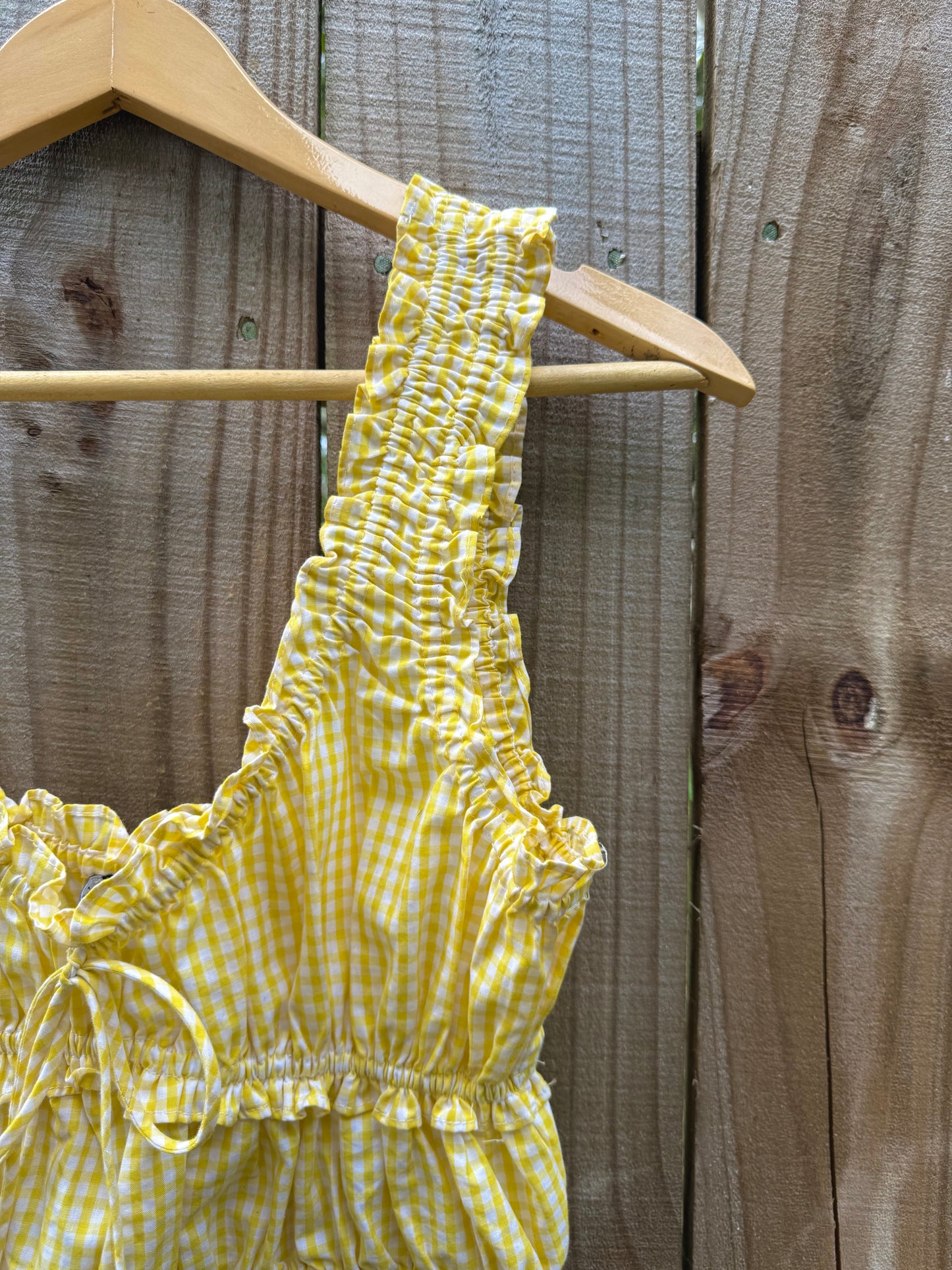 Sunshine Gingham Ruffle Crop Top