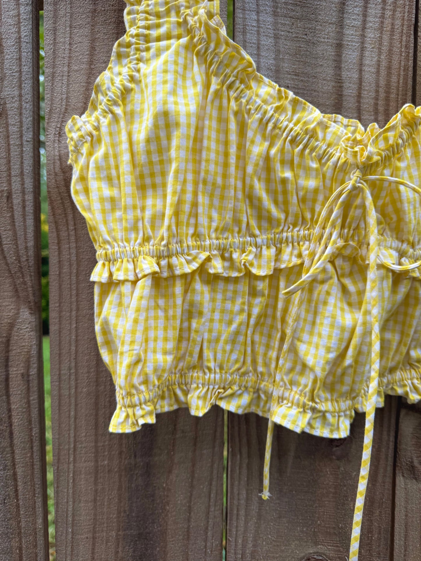 Sunshine Gingham Ruffle Crop Top