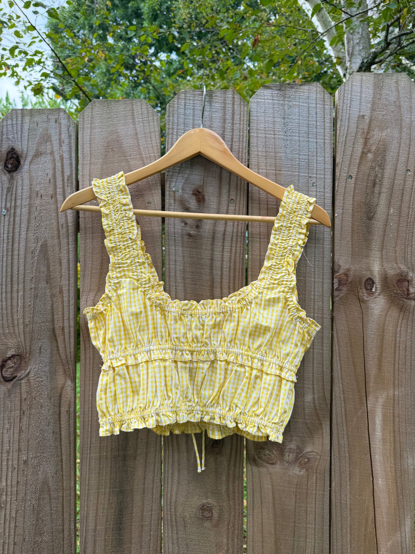 Sunshine Gingham Ruffle Crop Top