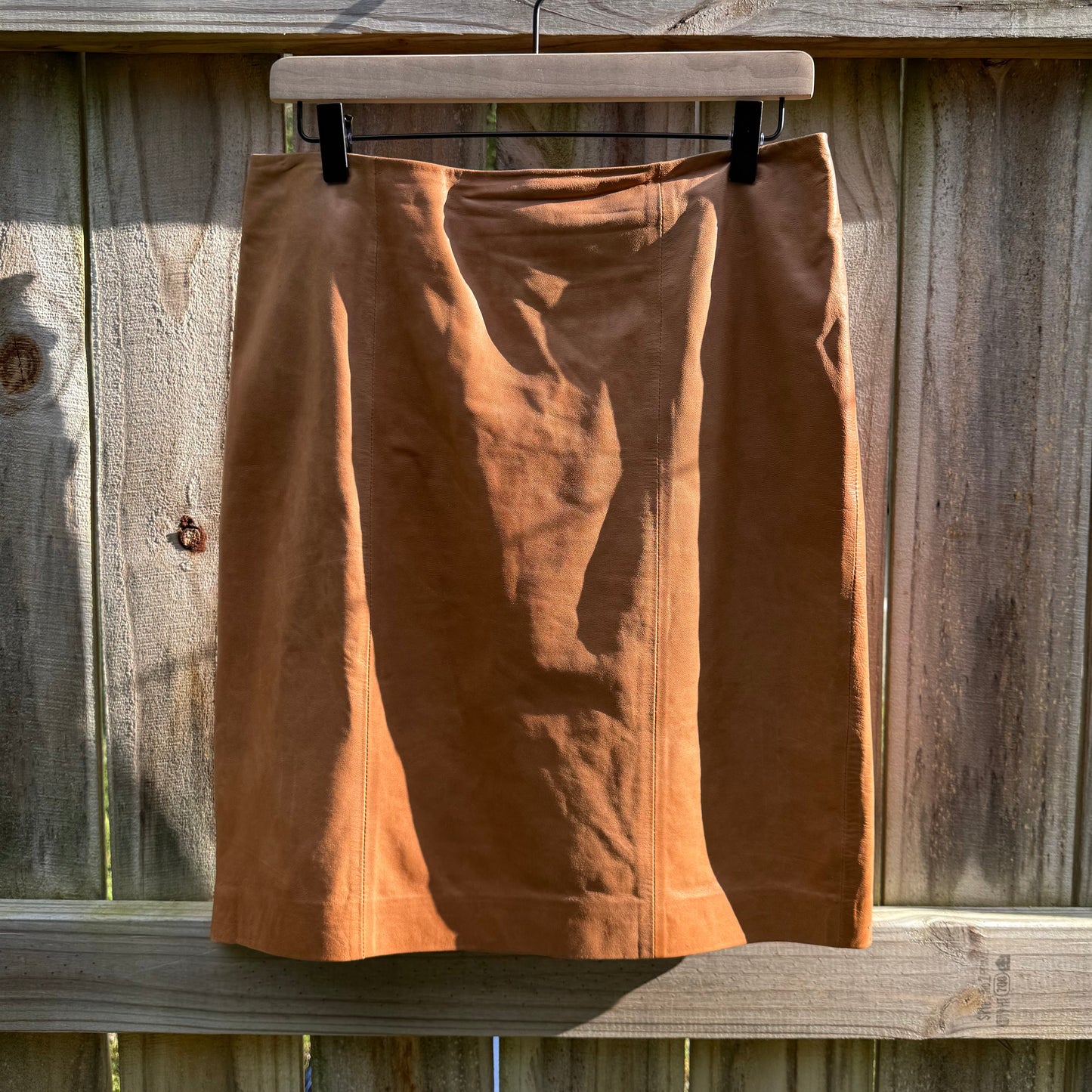 Talbots Leather Pencil Skirt Cognac Brown Genuine Leather Petite 8P