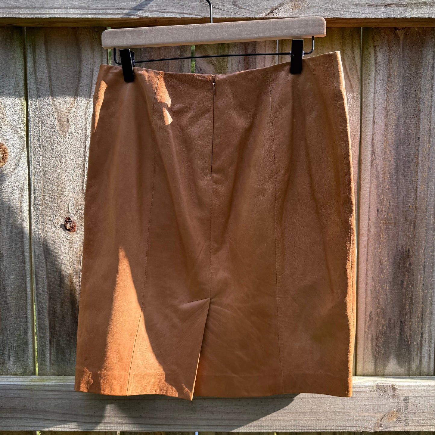 Talbots Leather Pencil Skirt Cognac Brown Genuine Leather Petite 8P