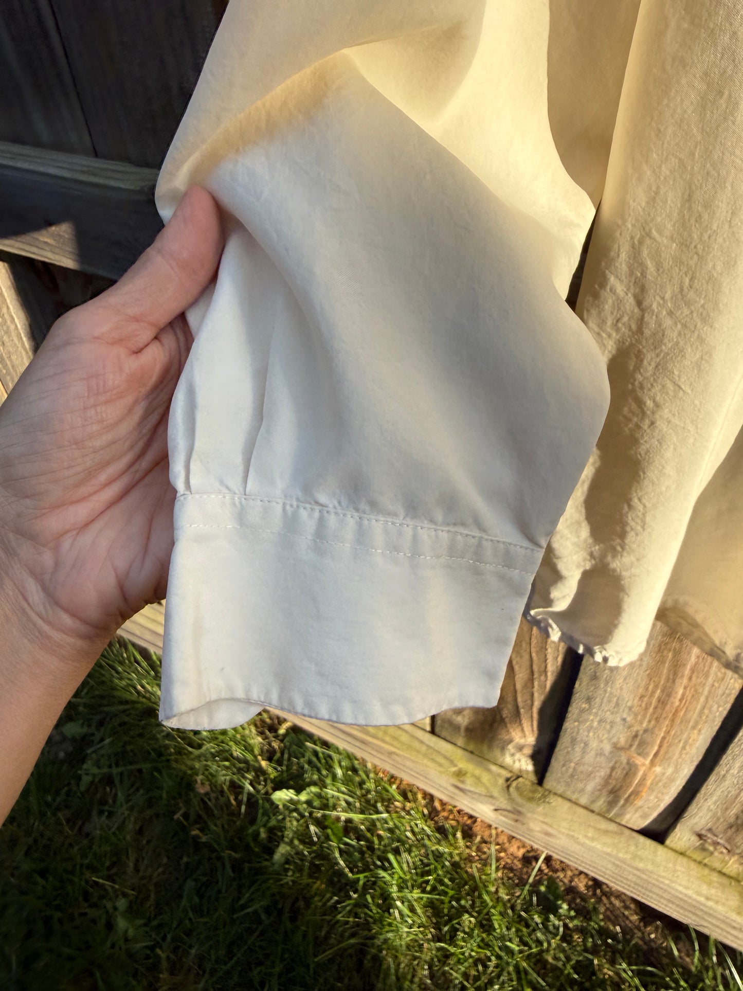 Vintage Preston & York Silk Button Down Ivory Top