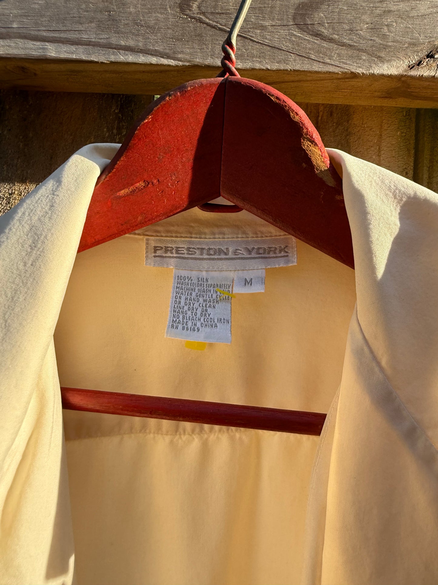 Vintage Preston & York Silk Button Down Ivory Top