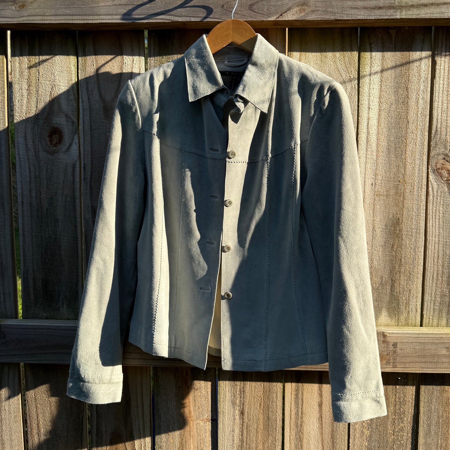 Vintage Gray Suede Jacket Soft Sage Gray Medium