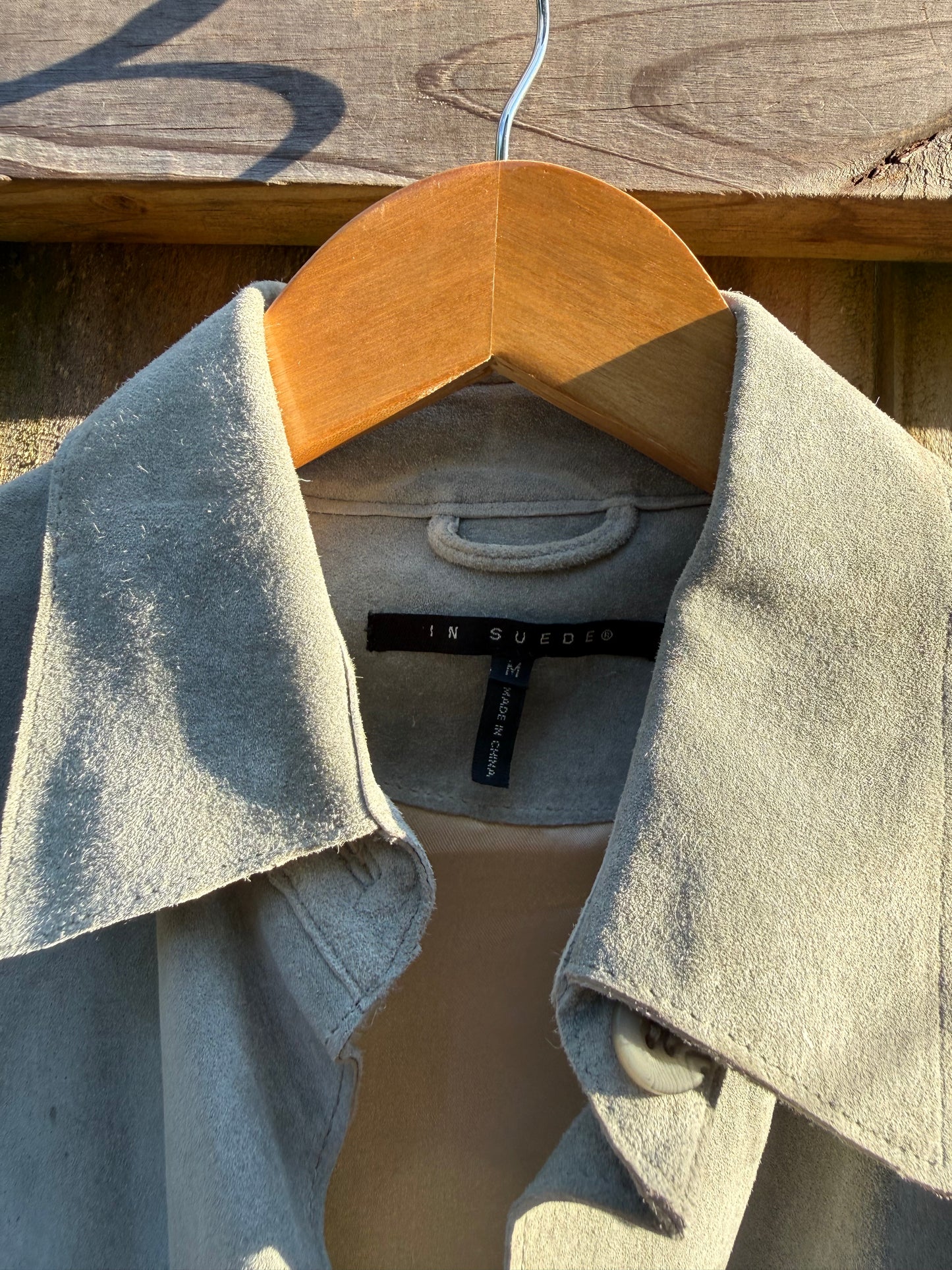 Vintage Gray Suede Jacket Soft Sage Gray Medium