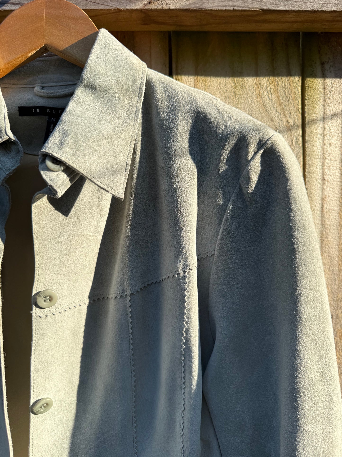 Vintage Gray Suede Jacket Soft Sage Gray Medium