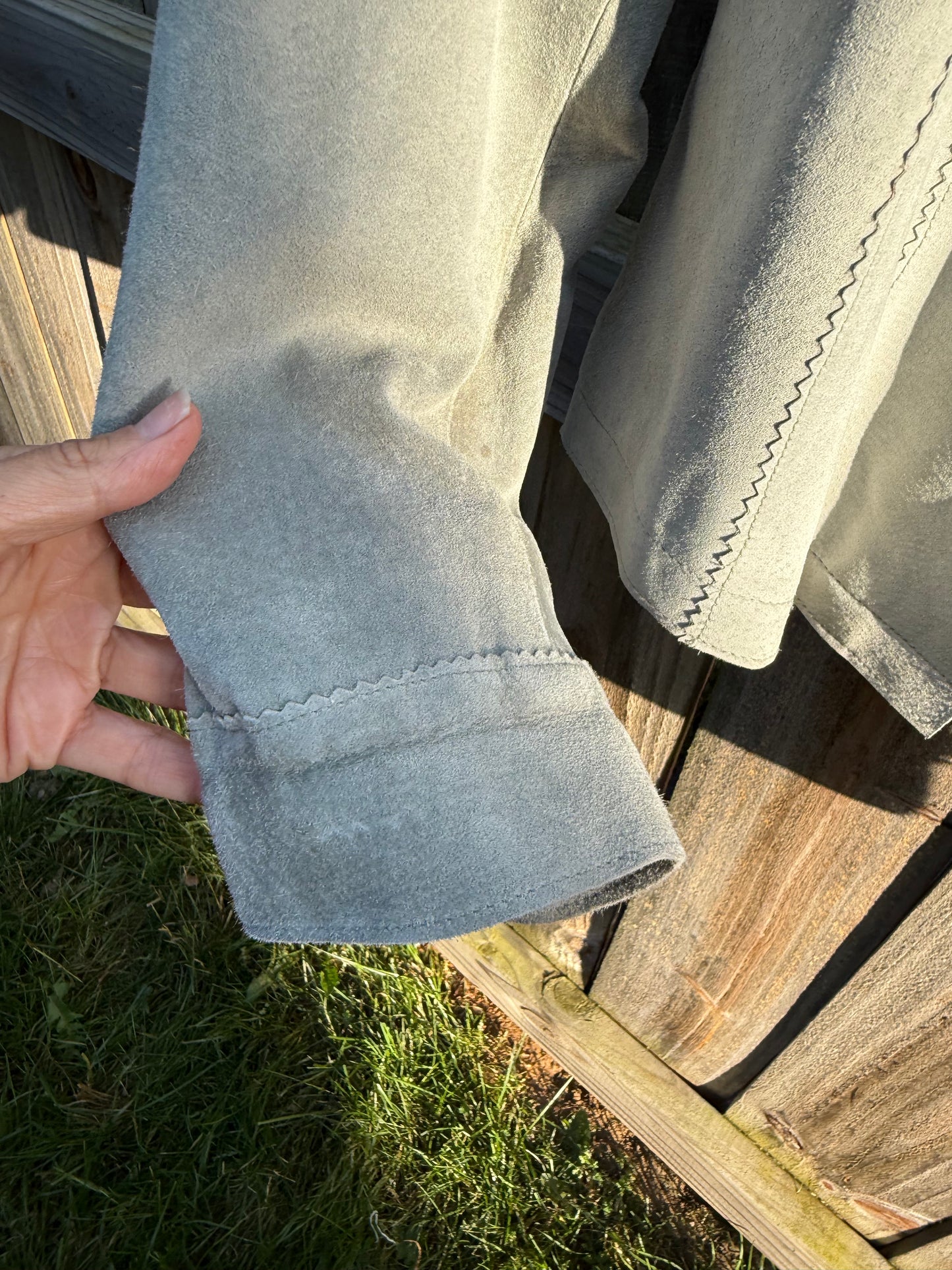 Vintage Gray Suede Jacket Soft Sage Gray Medium