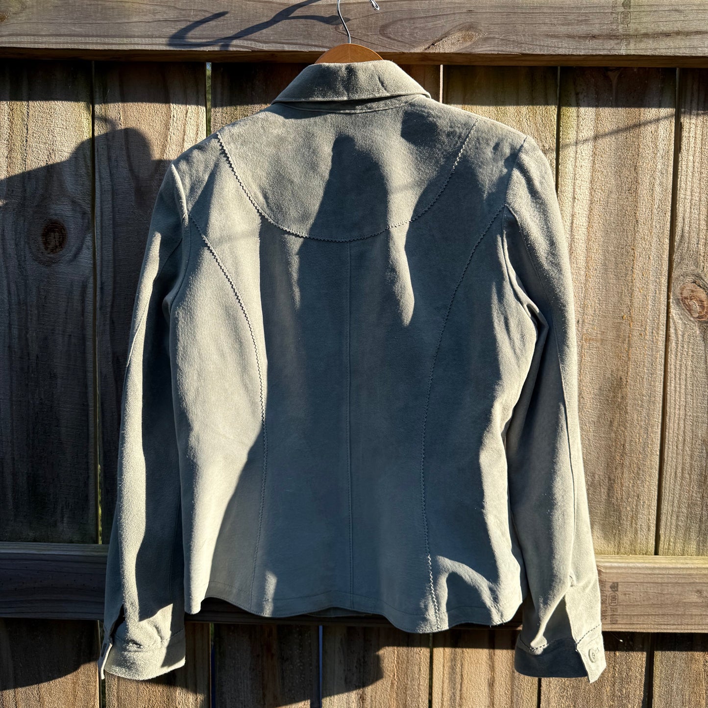 Vintage Gray Suede Jacket Soft Sage Gray Medium