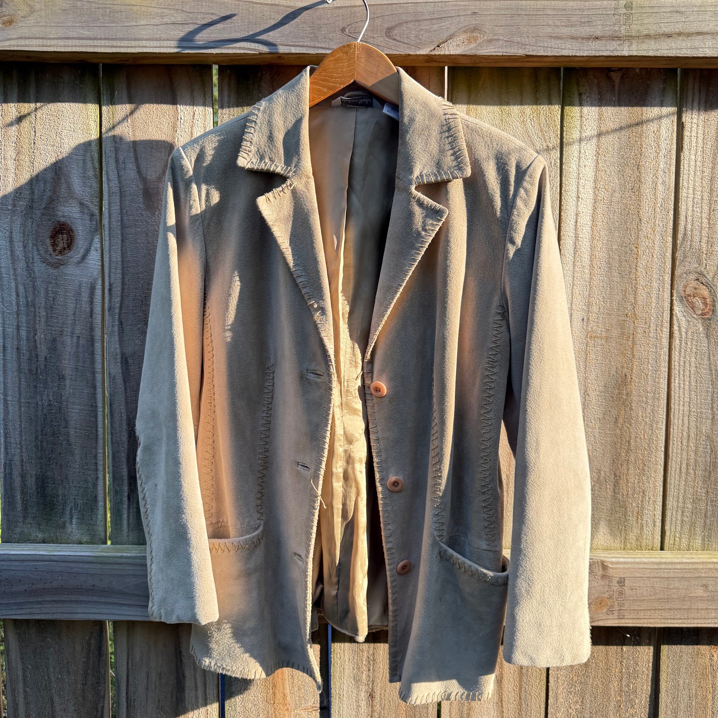 Madison Studio Genuine Suede Whipstitch Jacket – Taupe – Size 8
