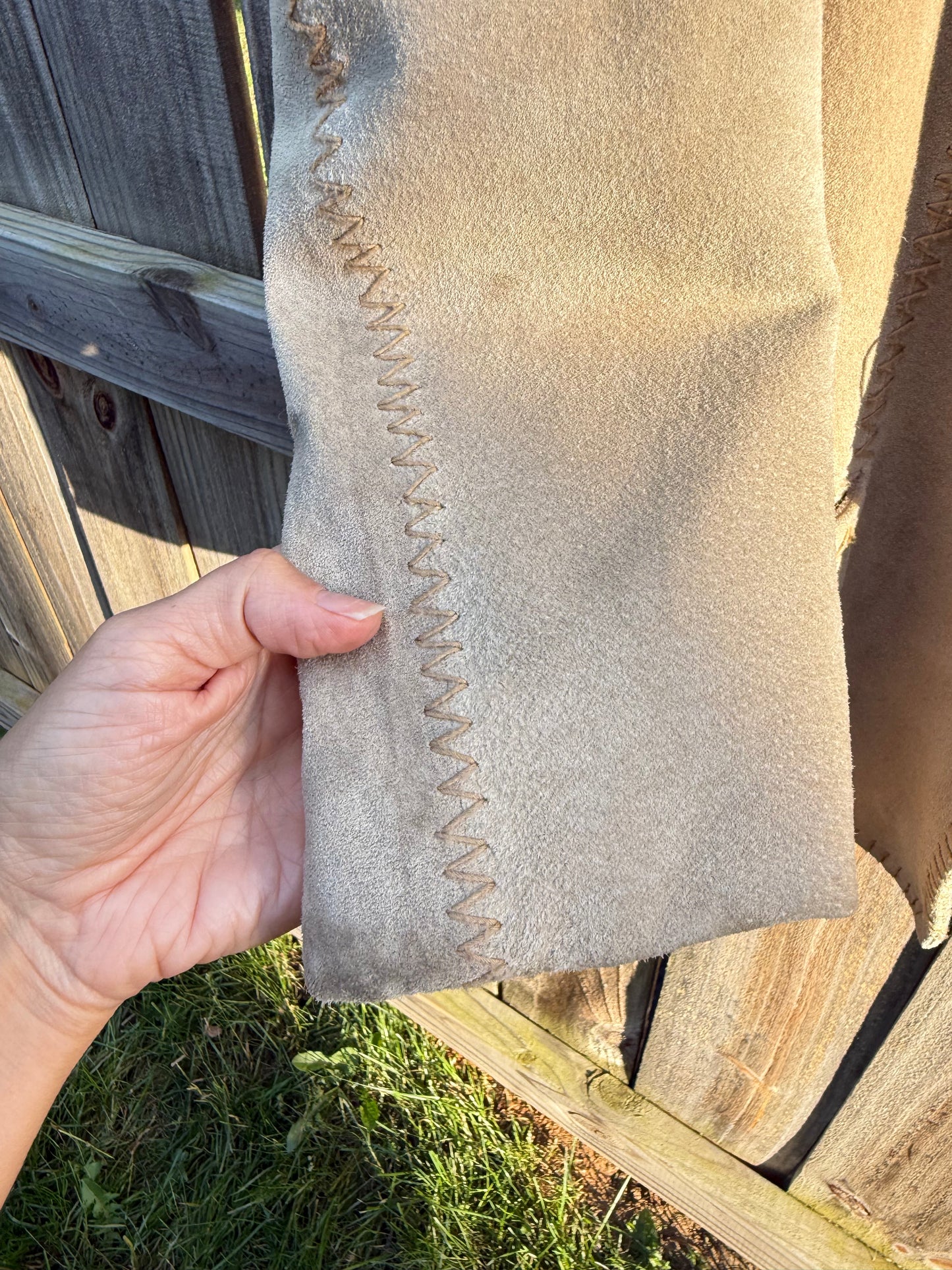 Madison Studio Genuine Suede Whipstitch Jacket – Taupe – Size 8