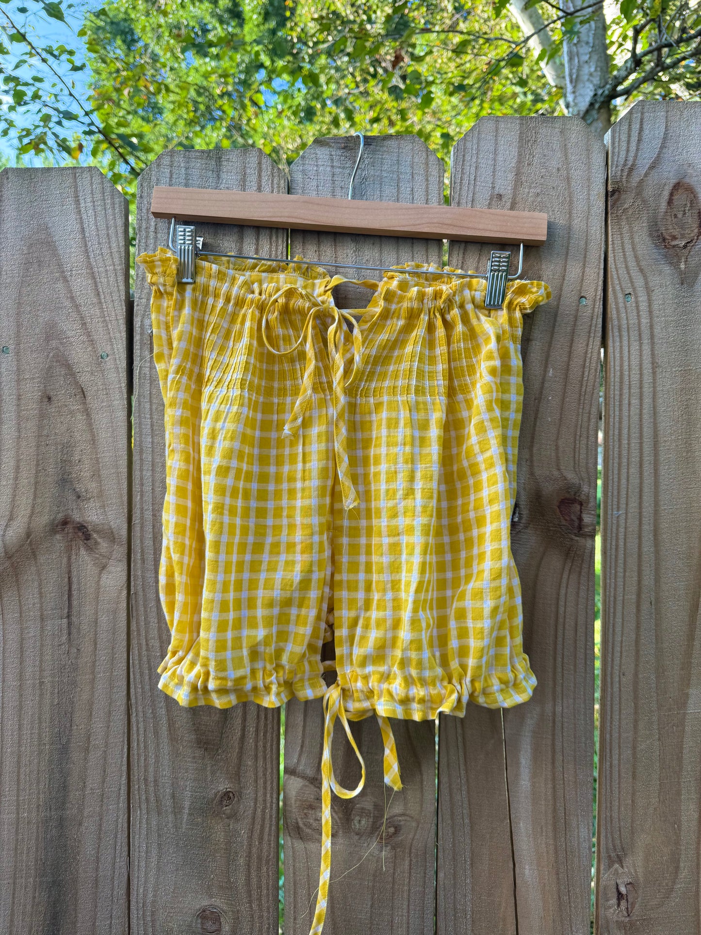 Sunny Yellow Gingham Crop Top – Pin-Tucked One of a Kind