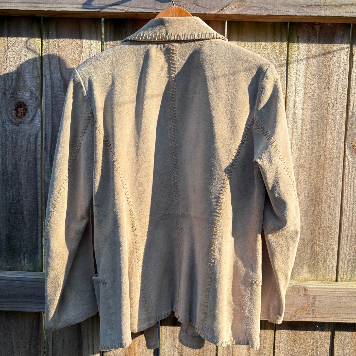 Madison Studio Genuine Suede Whipstitch Jacket – Taupe – Size 8