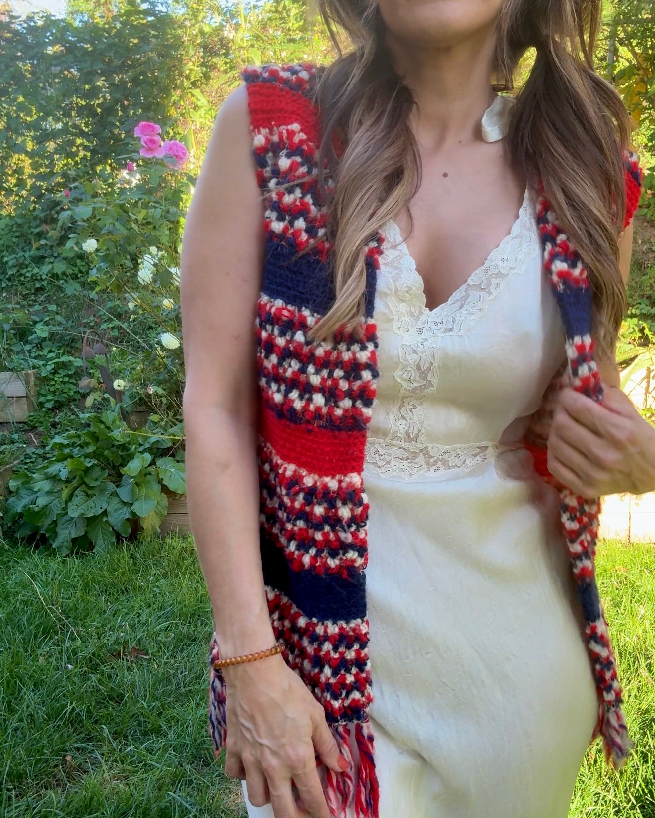 1970s Crochet Fringe Vest — True Vintage Boho Festival Layer, Hand-Knit Folk Waistcoat