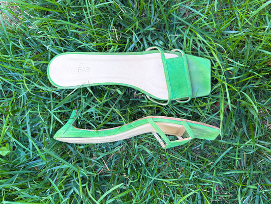 by FAR Green Suede Square Toe Sandals | Handmade in Italy | Size 40 | Retail $350