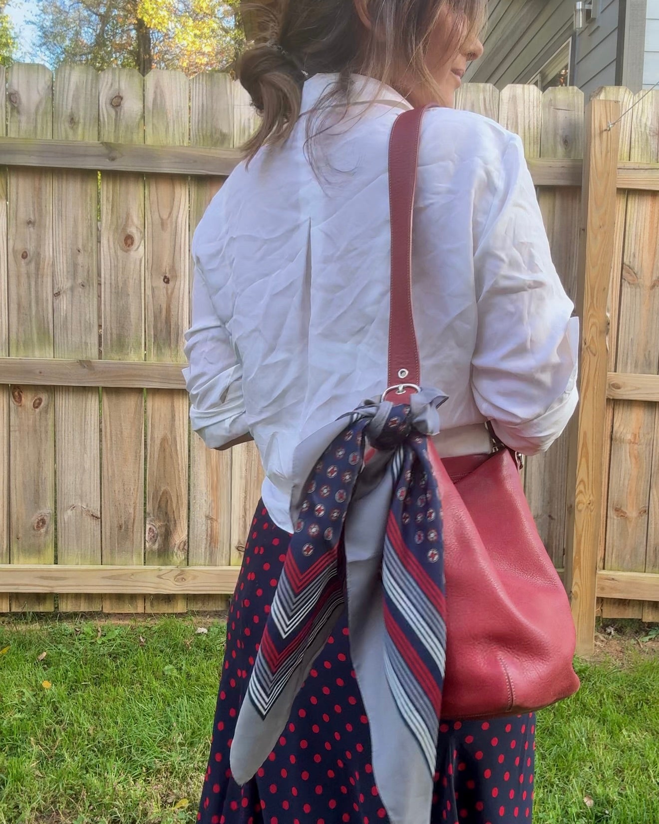 Vintage Red Dot Flare Midi Skirt