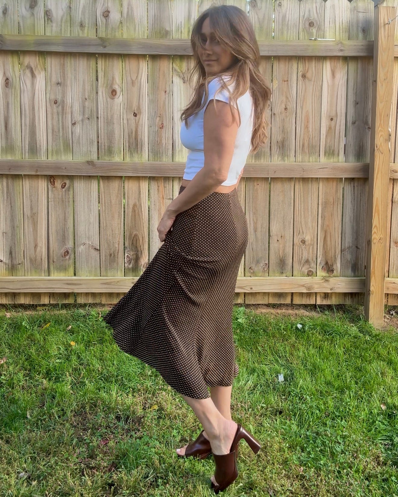 90s Matte Micro-Dot Slip Skirt