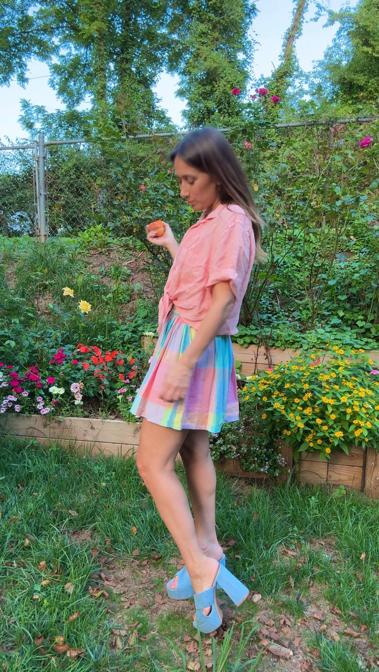 Linen Tie-Front Shirt in Summer Coral — Sunday Honey