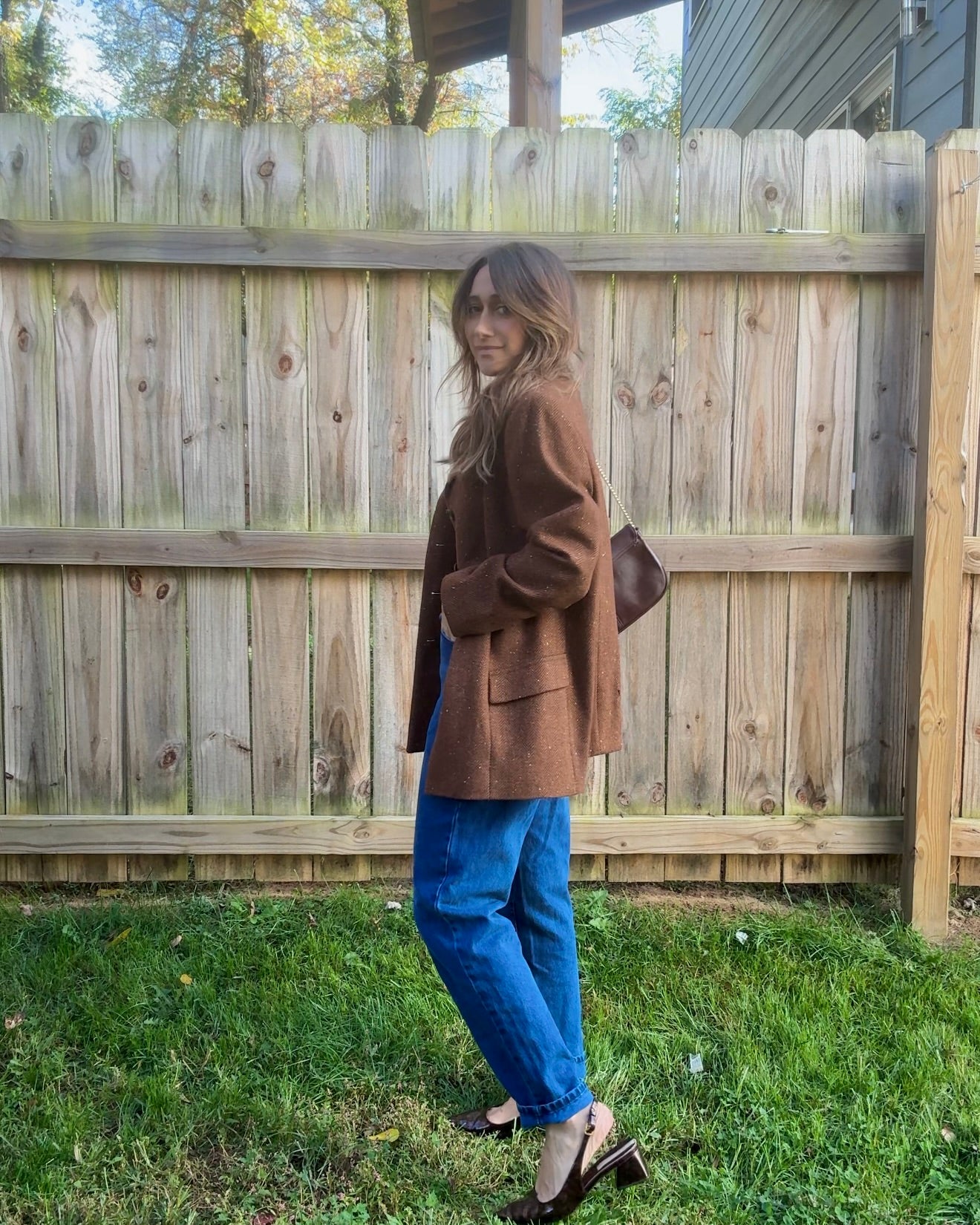 Vintage Italian Wool Textured Blazer / Espresso Brown / Quiet Luxury