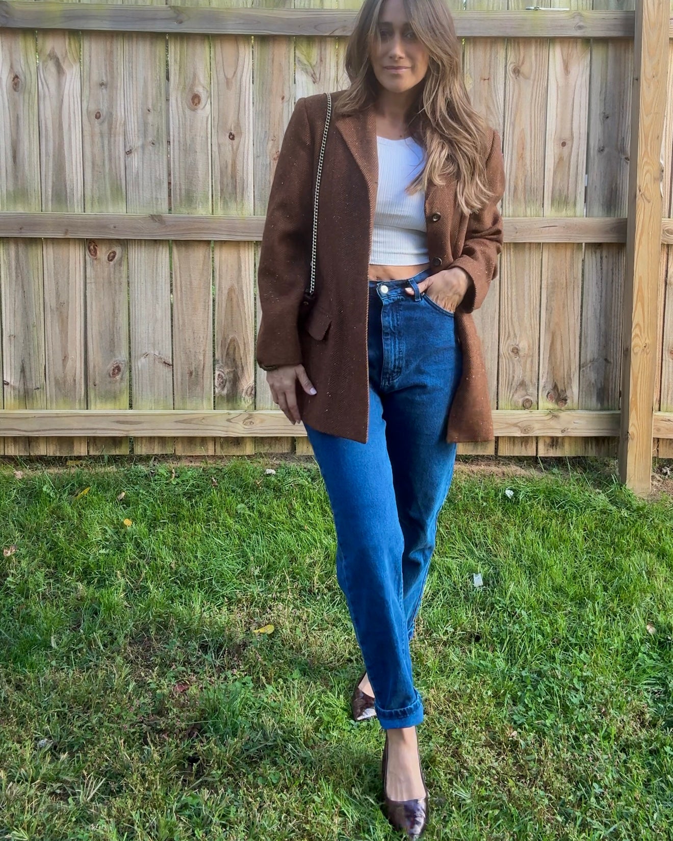 Vintage Italian Wool Textured Blazer / Espresso Brown / Quiet Luxury