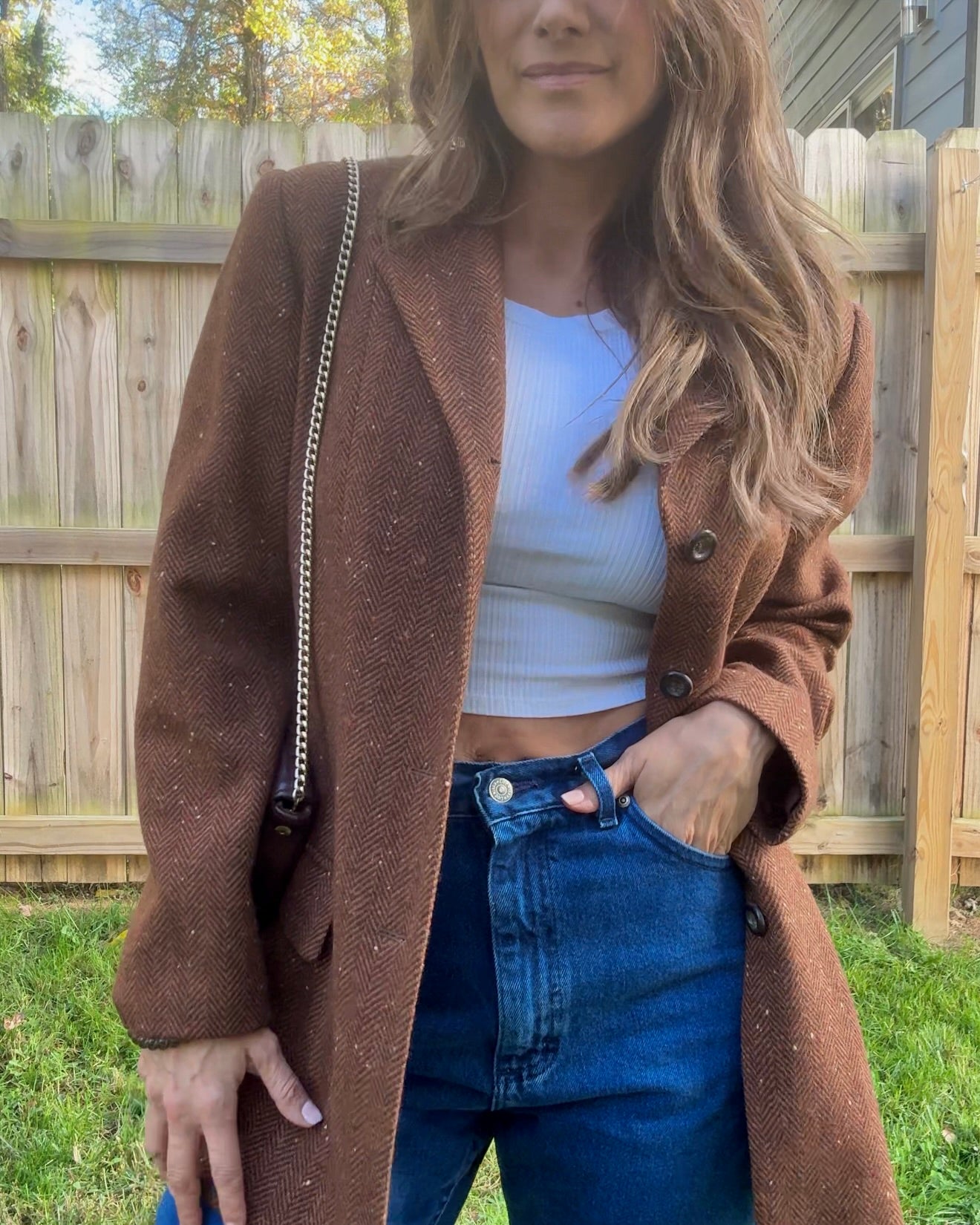 Vintage Italian Wool Textured Blazer / Espresso Brown / Quiet Luxury