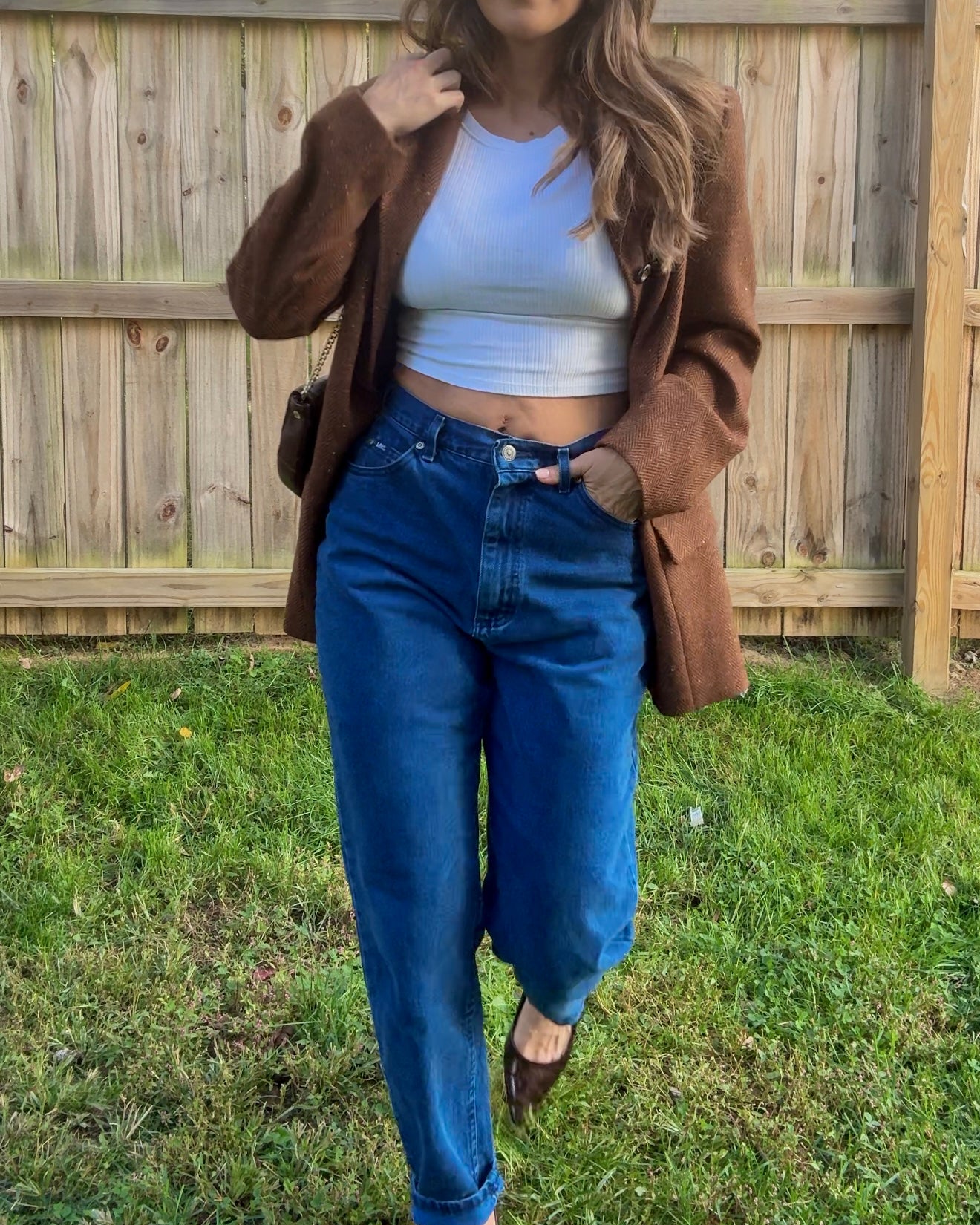 Vintage Italian Wool Textured Blazer / Espresso Brown / Quiet Luxury