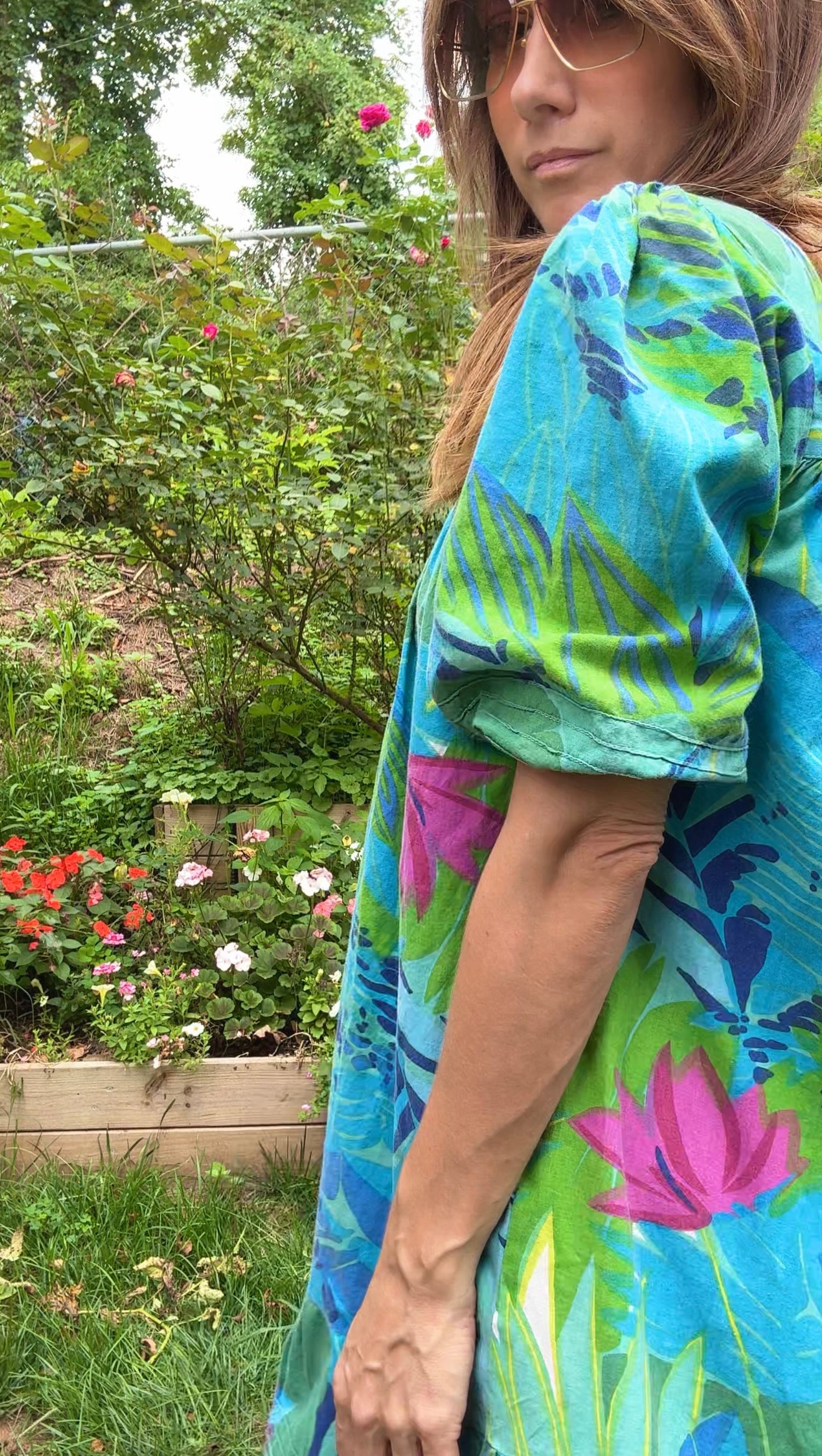 Sunday Honey Original – Tropical Floral Puff Sleeve Mini Dress