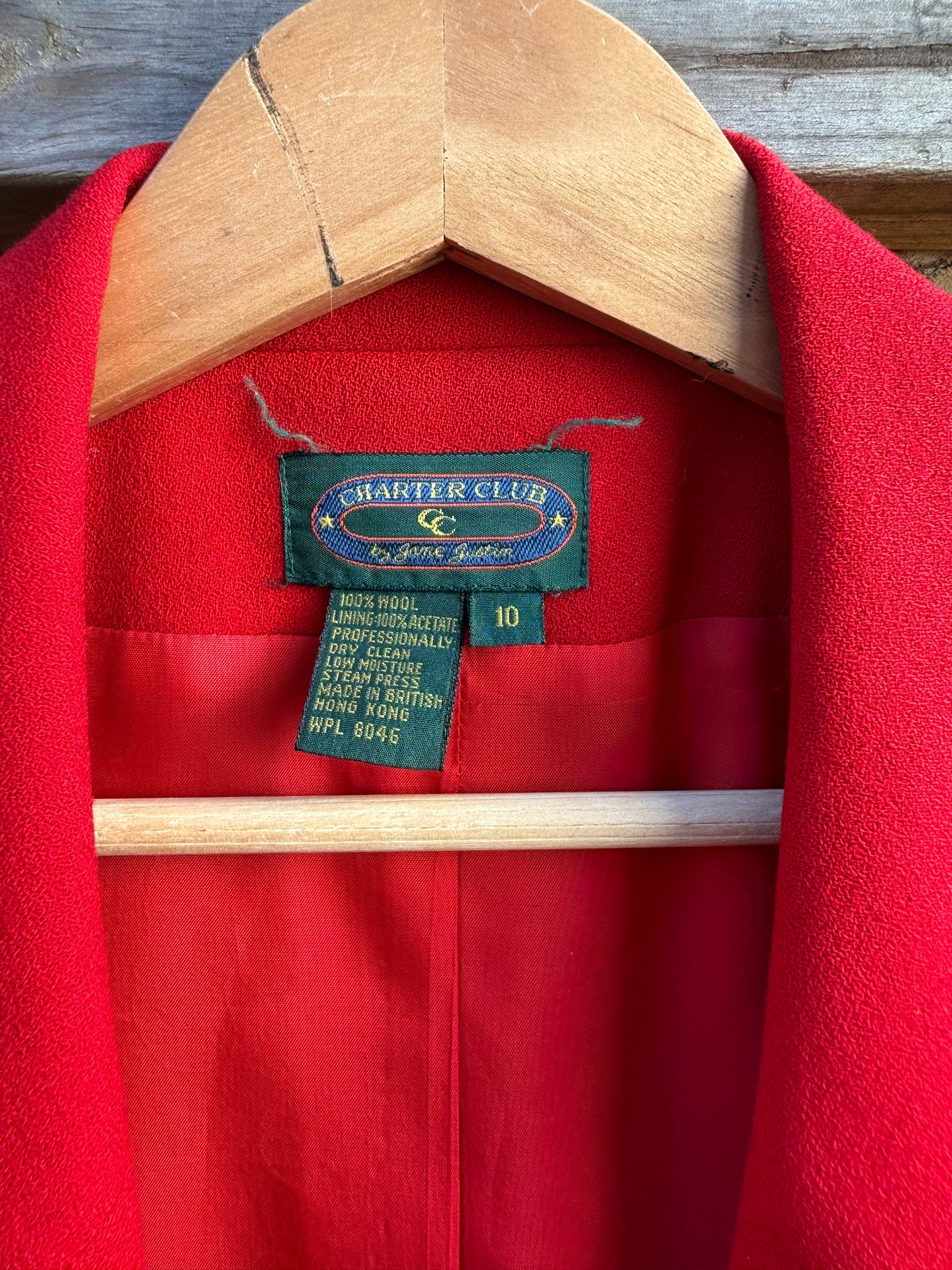 Vintage Scarlet Red Wool Power Blazer