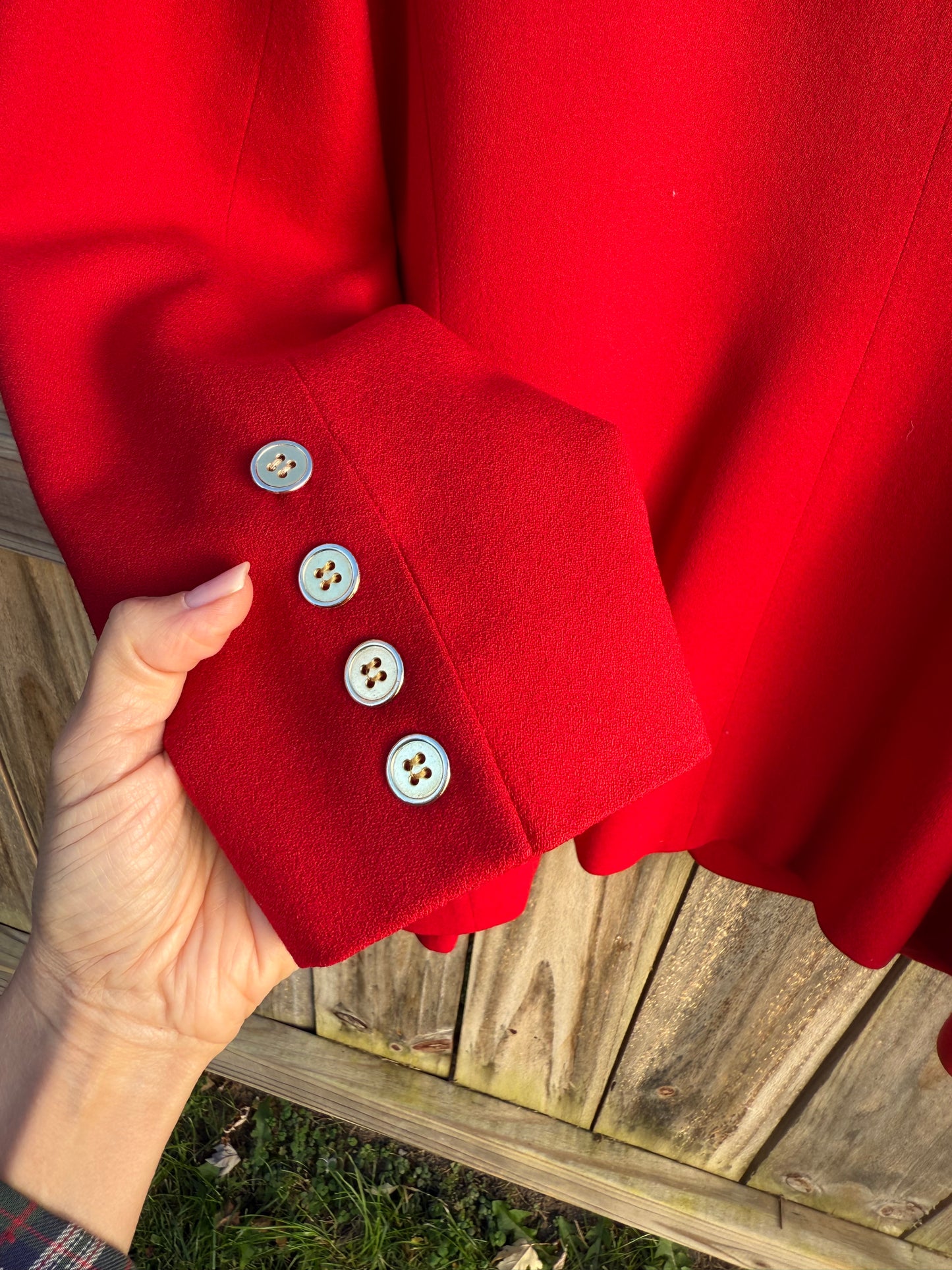 Vintage Scarlet Red Wool Power Blazer