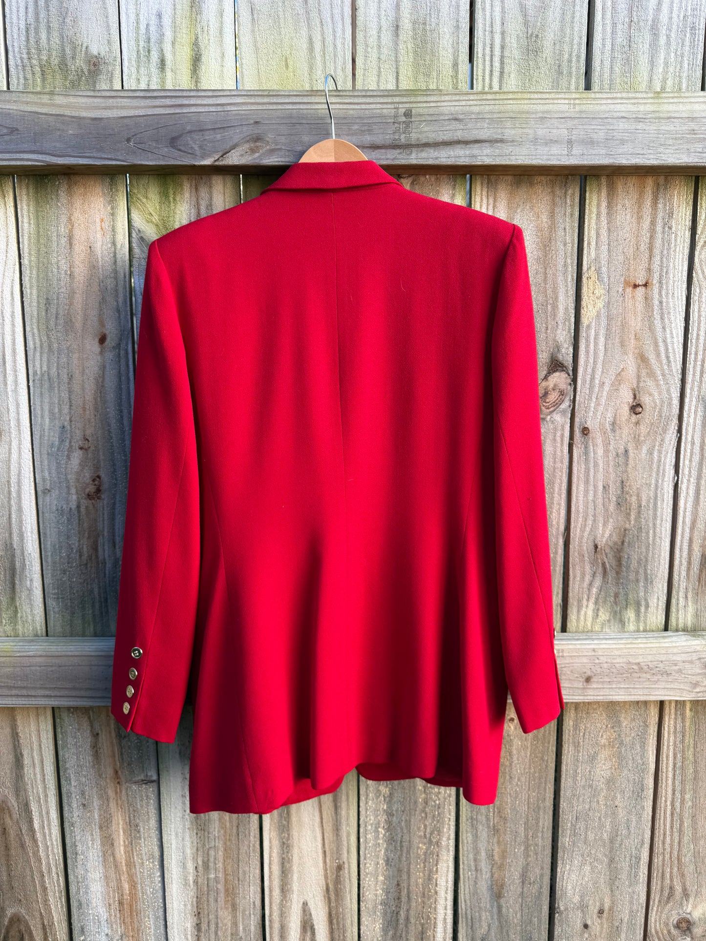 Vintage Scarlet Red Wool Power Blazer