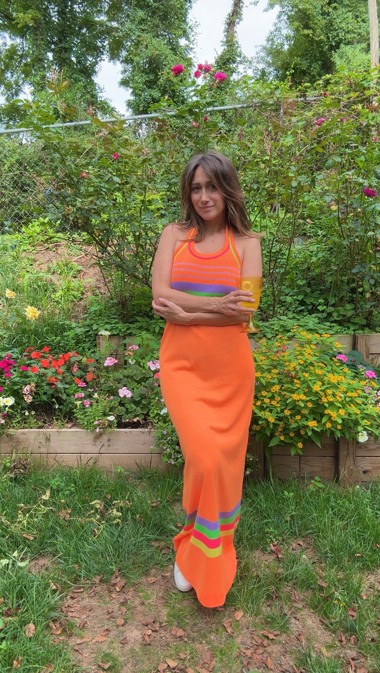 Vintage Banff Neon Stripe Knit Maxi Dress (1970s/80s)