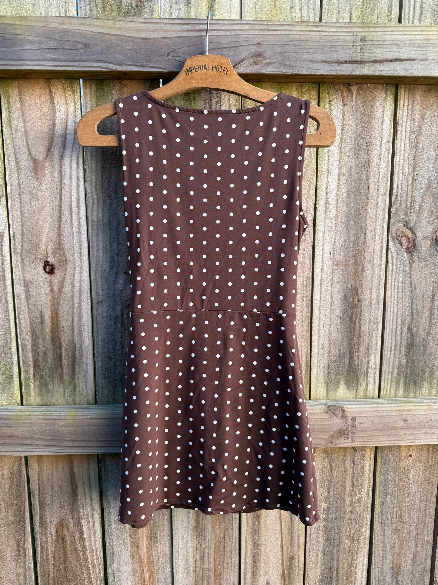 Reworked Vintage Cocoa Polka Dot Micro Mini