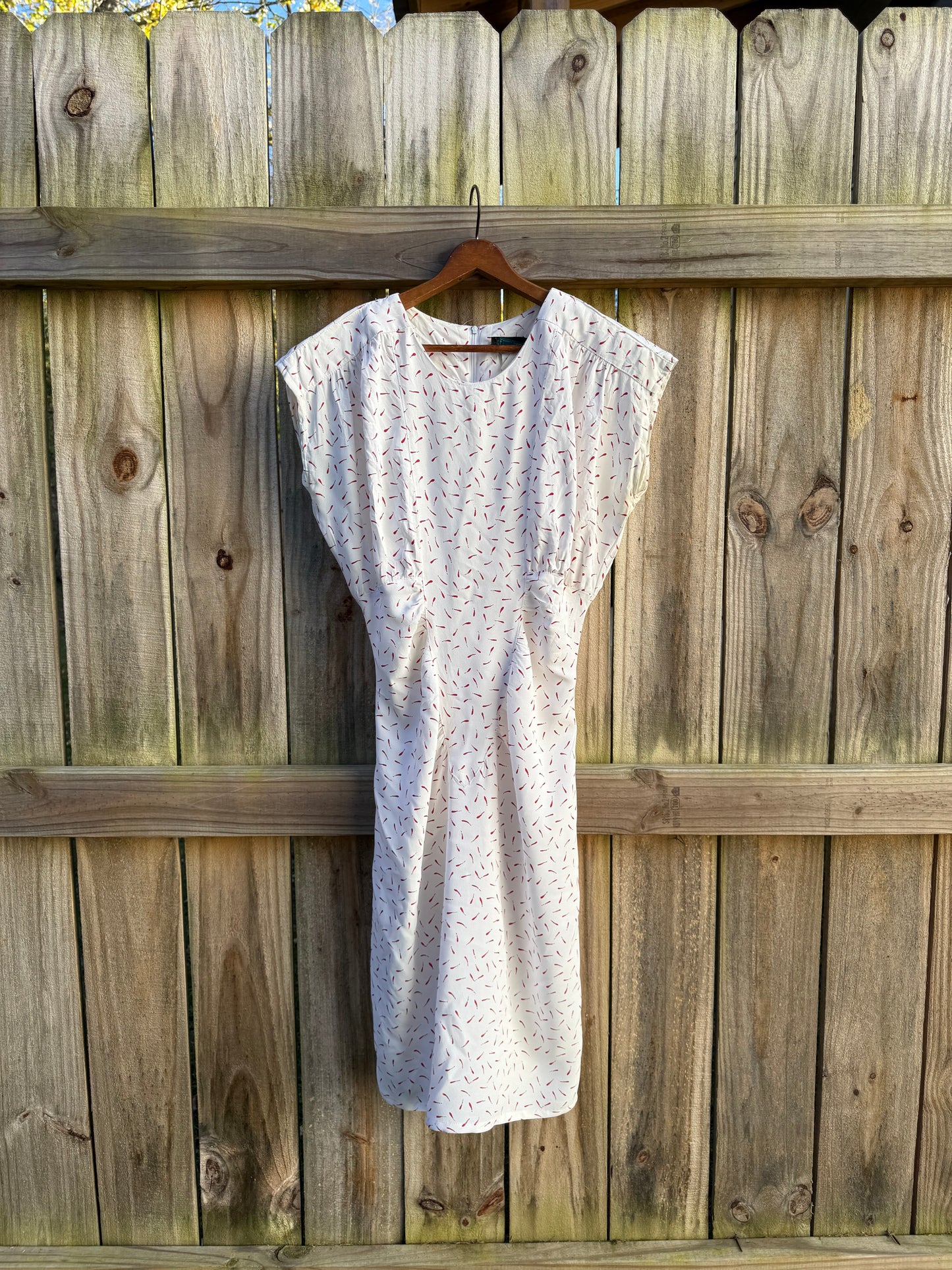 Reworked 1980s Vintage Abstract Red Print Dress