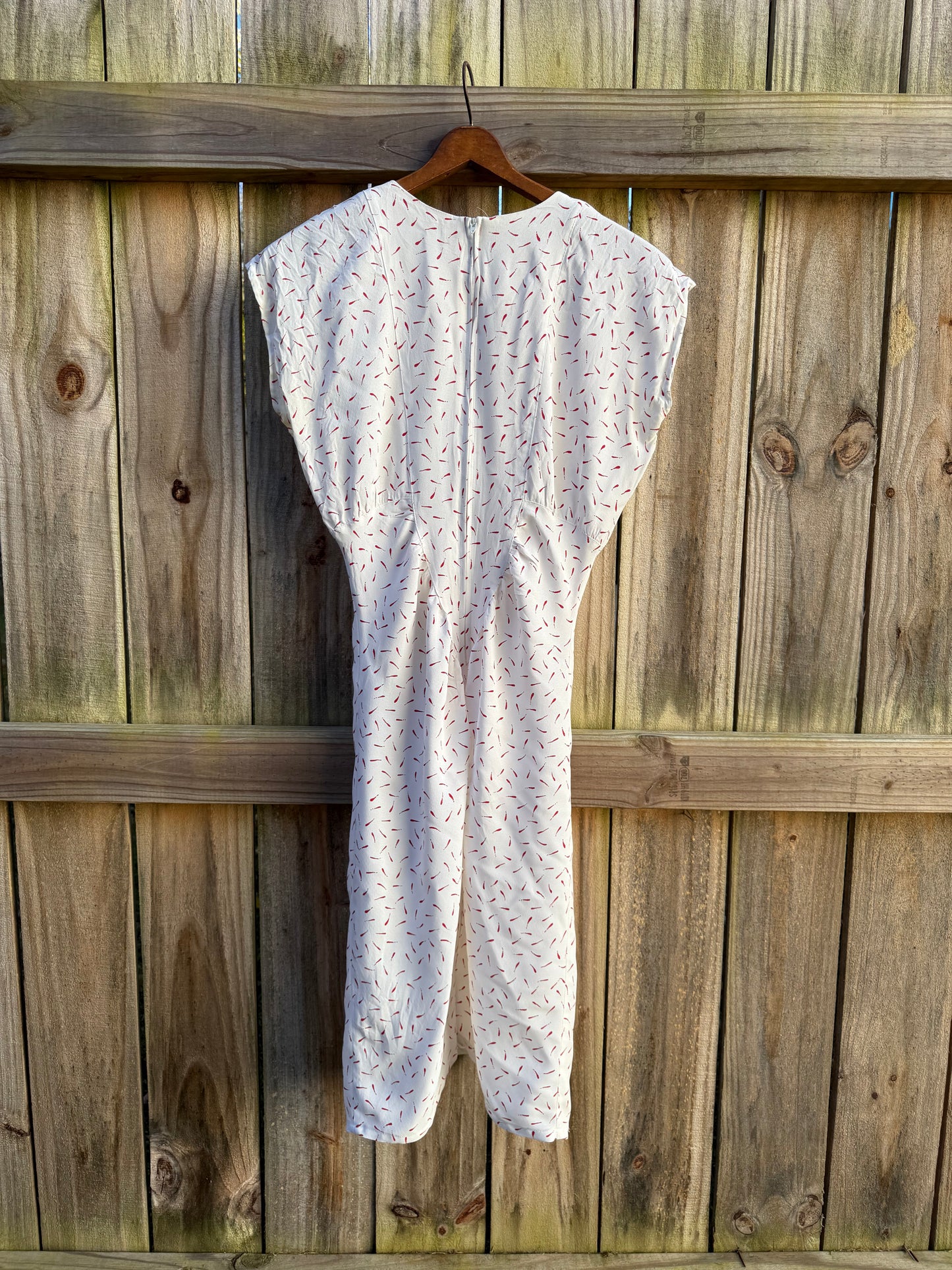 Reworked 1980s Vintage Abstract Red Print Dress