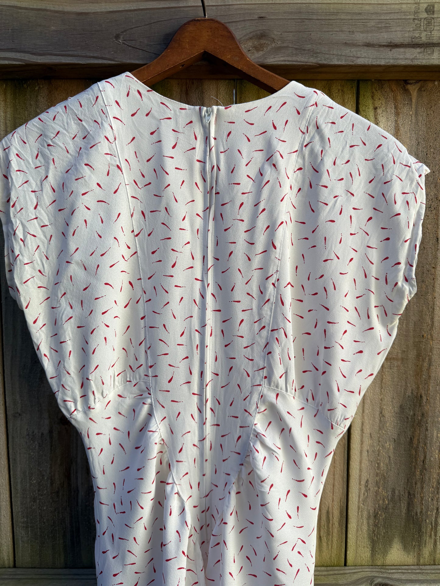 Reworked 1980s Vintage Abstract Red Print Dress