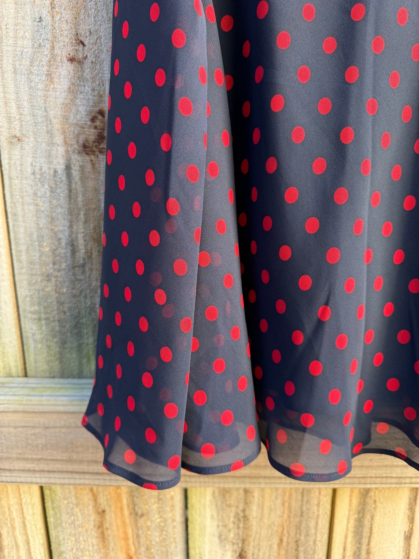 Vintage Red Dot Flare Midi Skirt