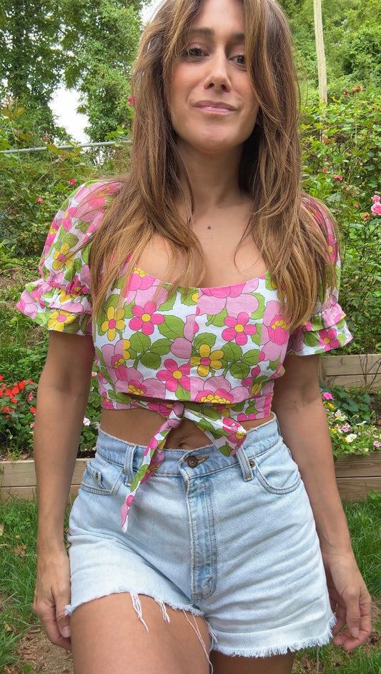 Floral Puff Sleeve Tie-Front Top – Show Me Your Mumu