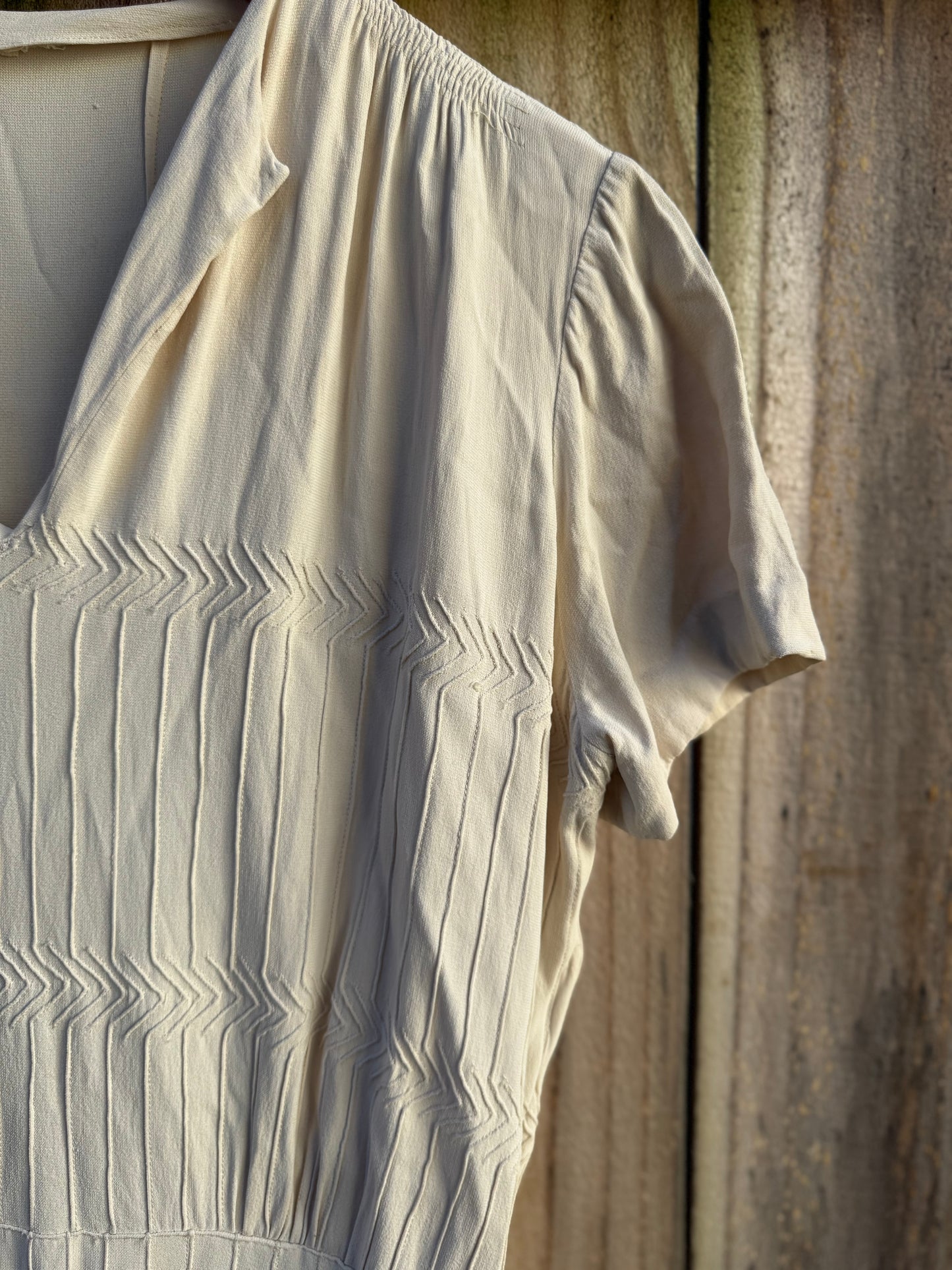 Vintage Cream Midi Dress — Quiet Luxury Minimal Romantic