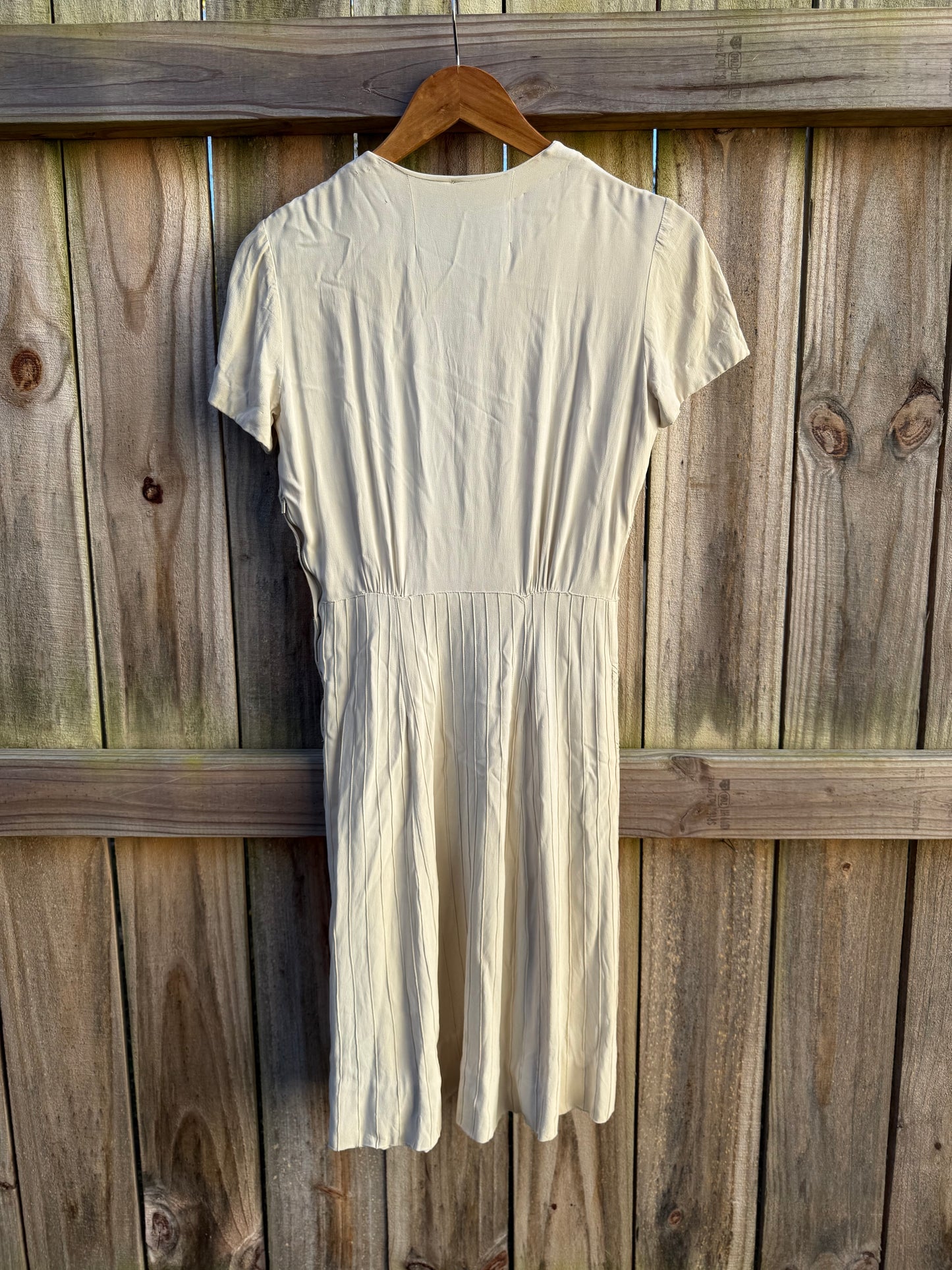 Vintage Cream Midi Dress — Quiet Luxury Minimal Romantic