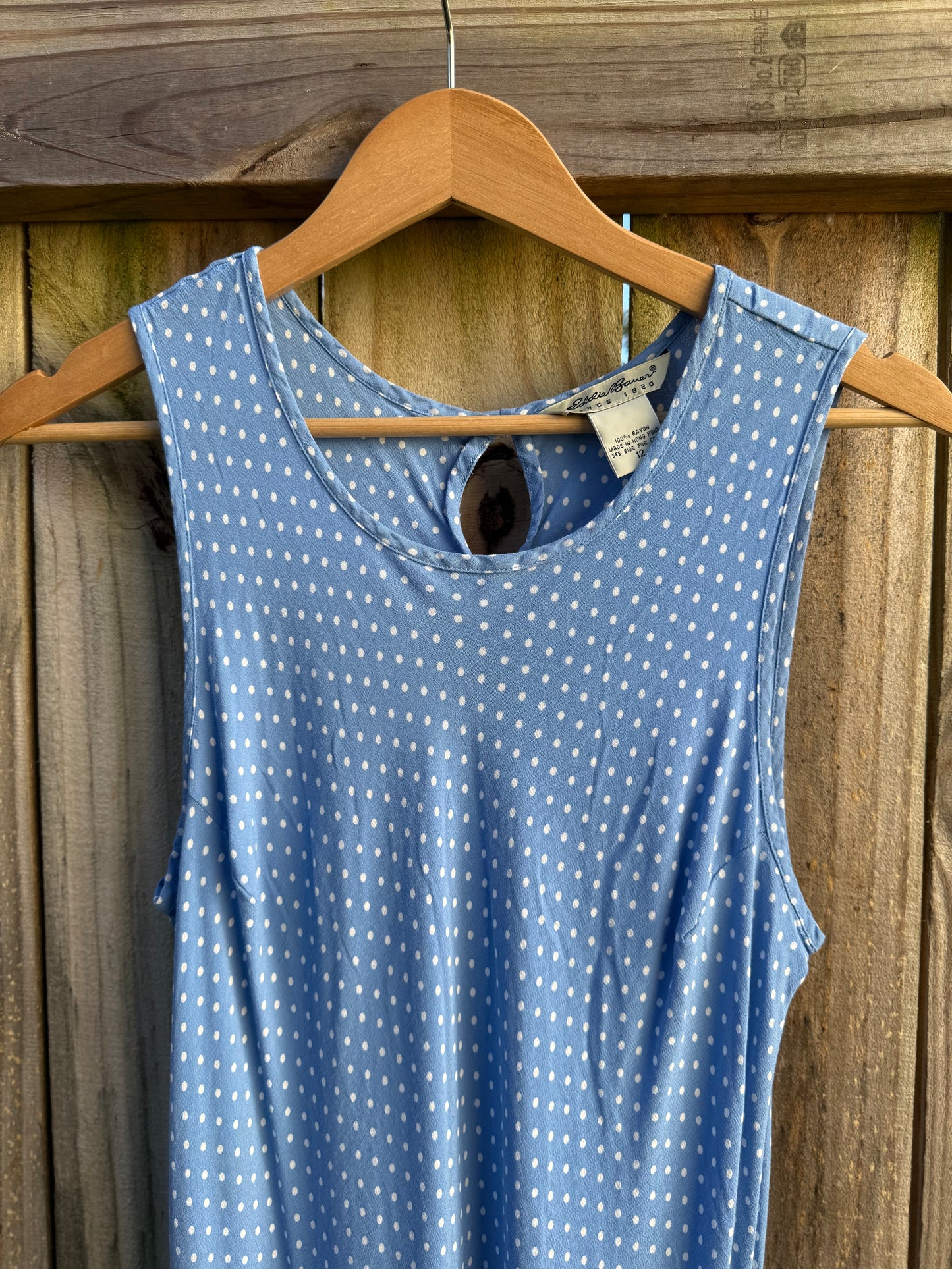 90s True Vintage Washed French Blue Bias Cut Dress / Micro Polka Dot