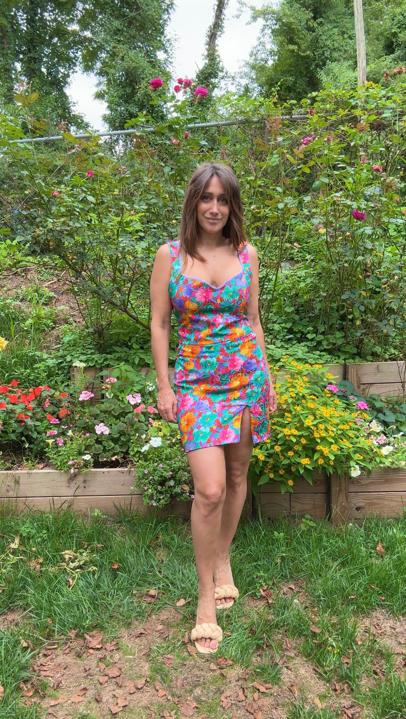 Original Vintage Silk Floral Mini Dress