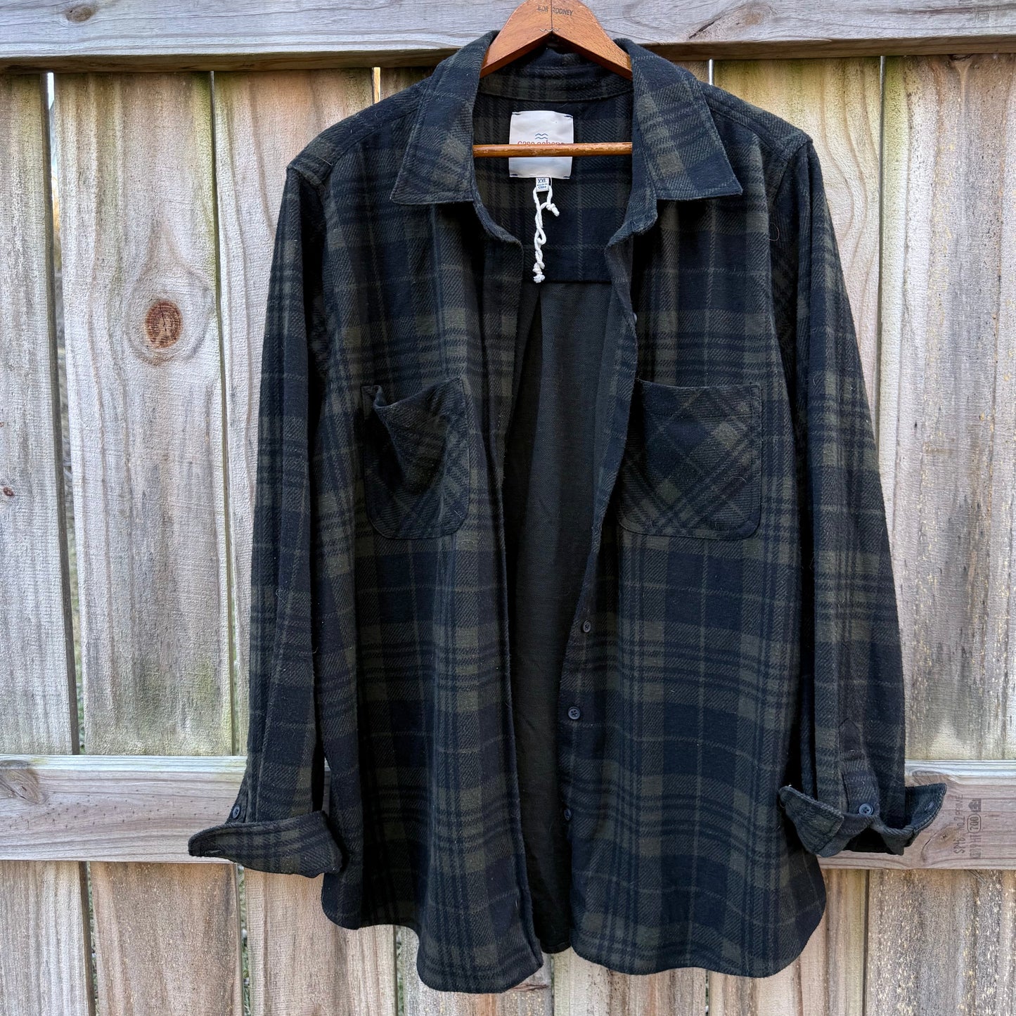Oversized Dark Green Plaid Button-Up